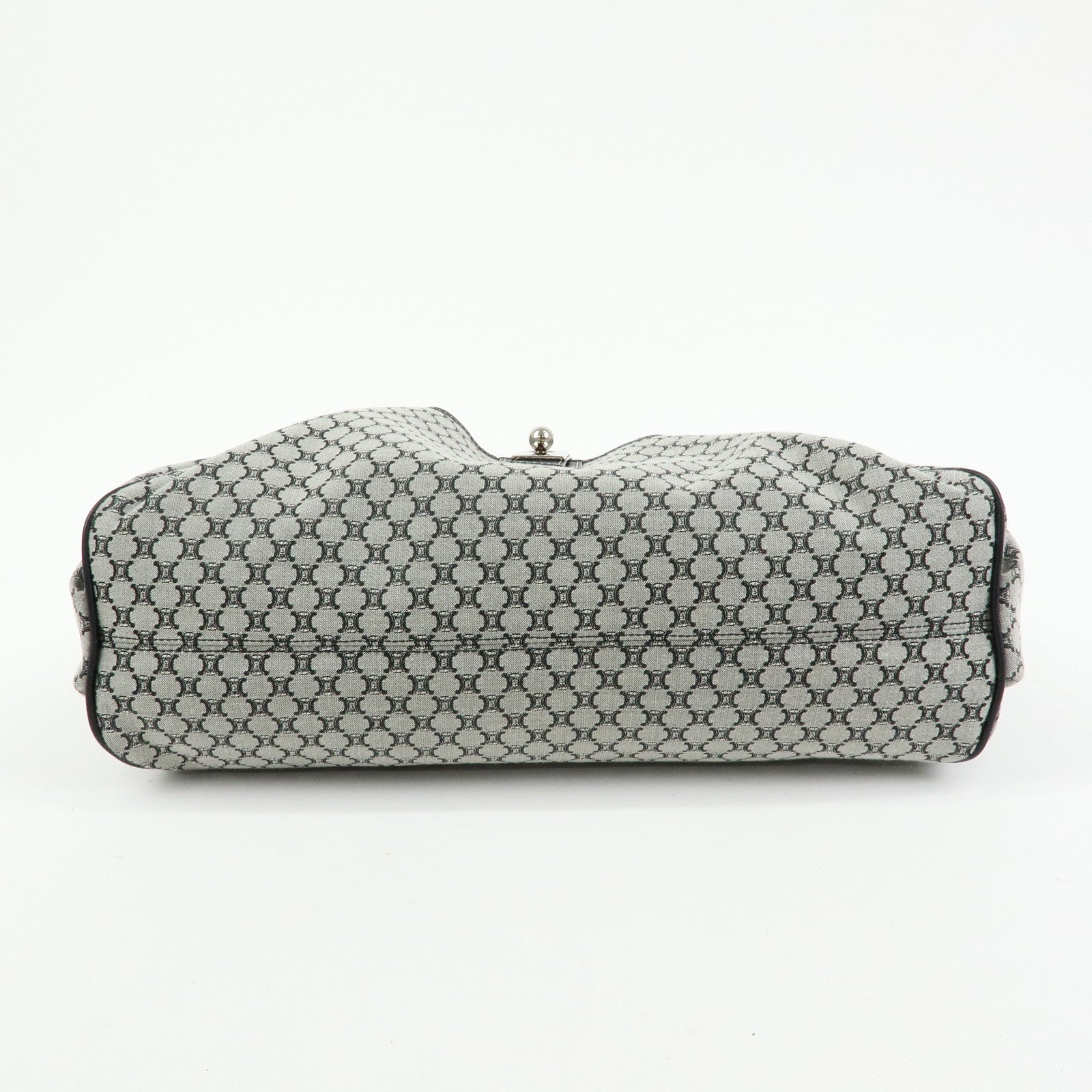 CELINE Macadam Canvas Leather Shoulder Bag Grey Black
