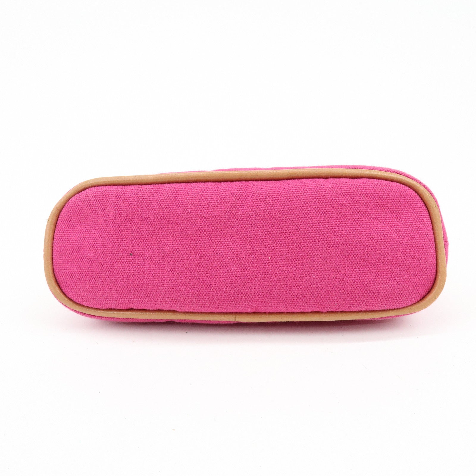 HERMES Bolide Set of 2 Canvas Leather Cosmetic Pouch Pink Red