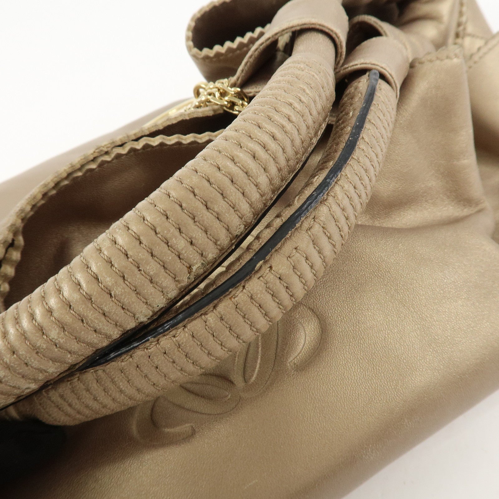 LOEWE Anagram Nappa Aire Leather Hand Bag Shoulder Bag Gold