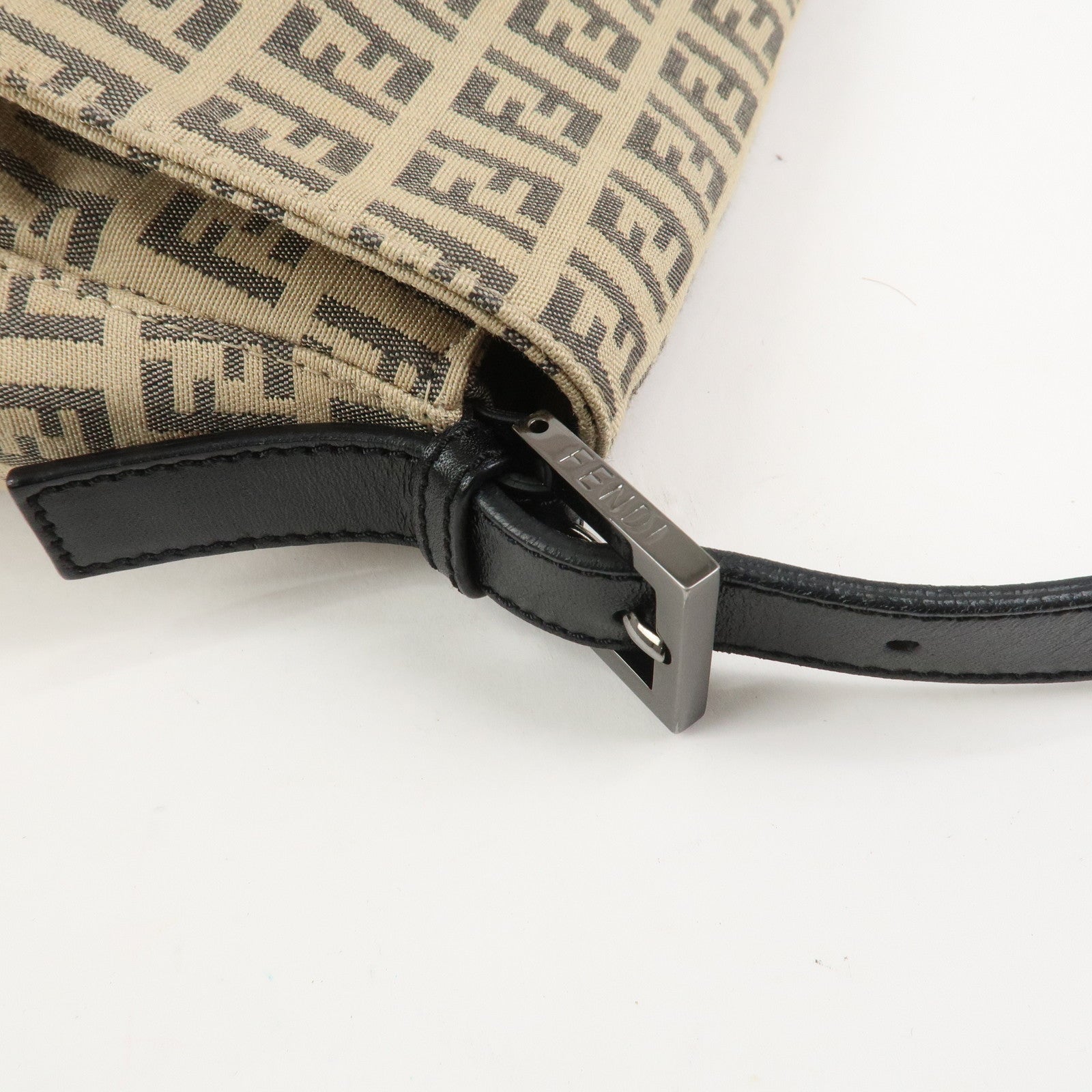 FENDI Zucchino Mamma Baguette Canvas Leather Shoulder Bag 8BR001