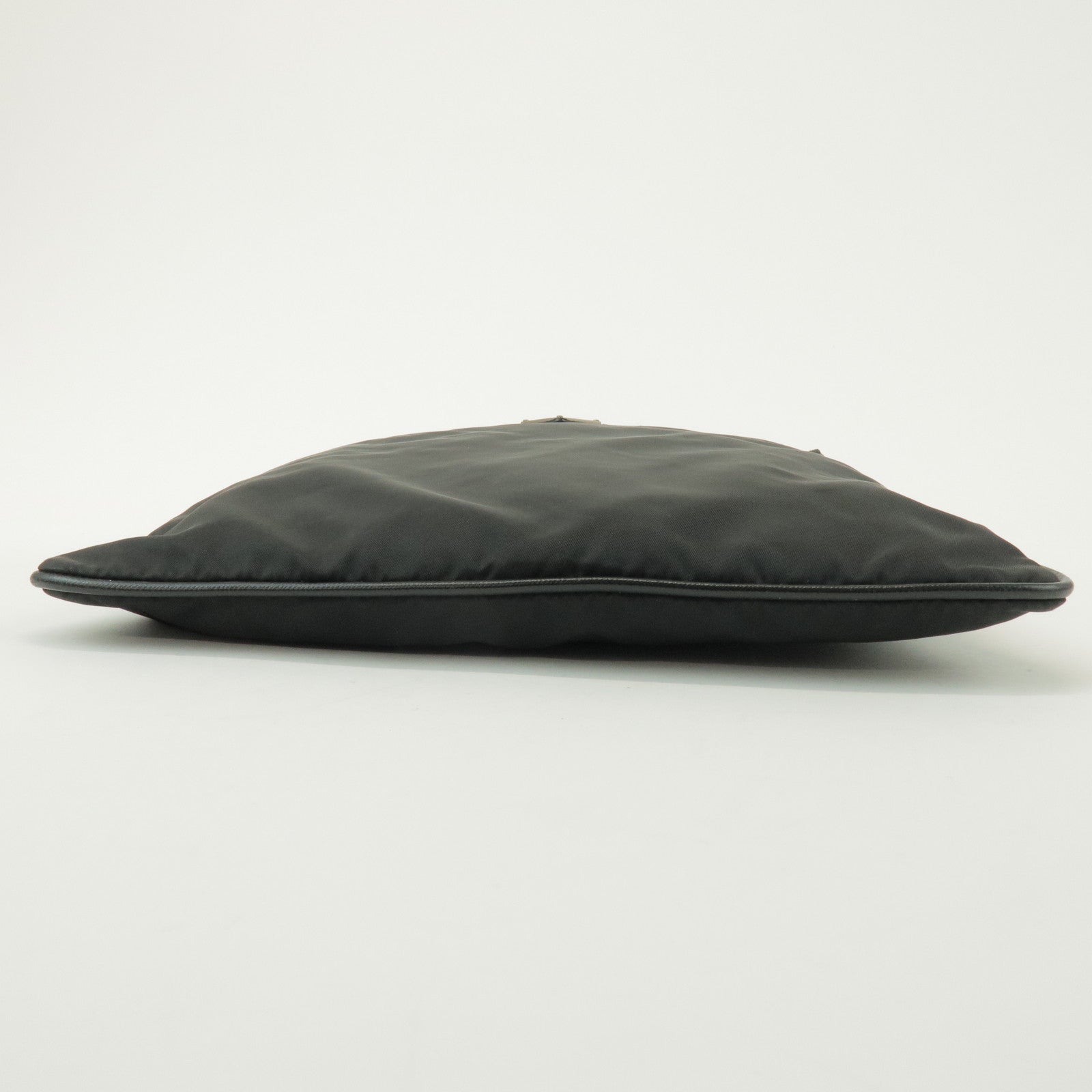 PRADA Triangle Logo Nylon Saffiano Leather Shoulder Bag Black