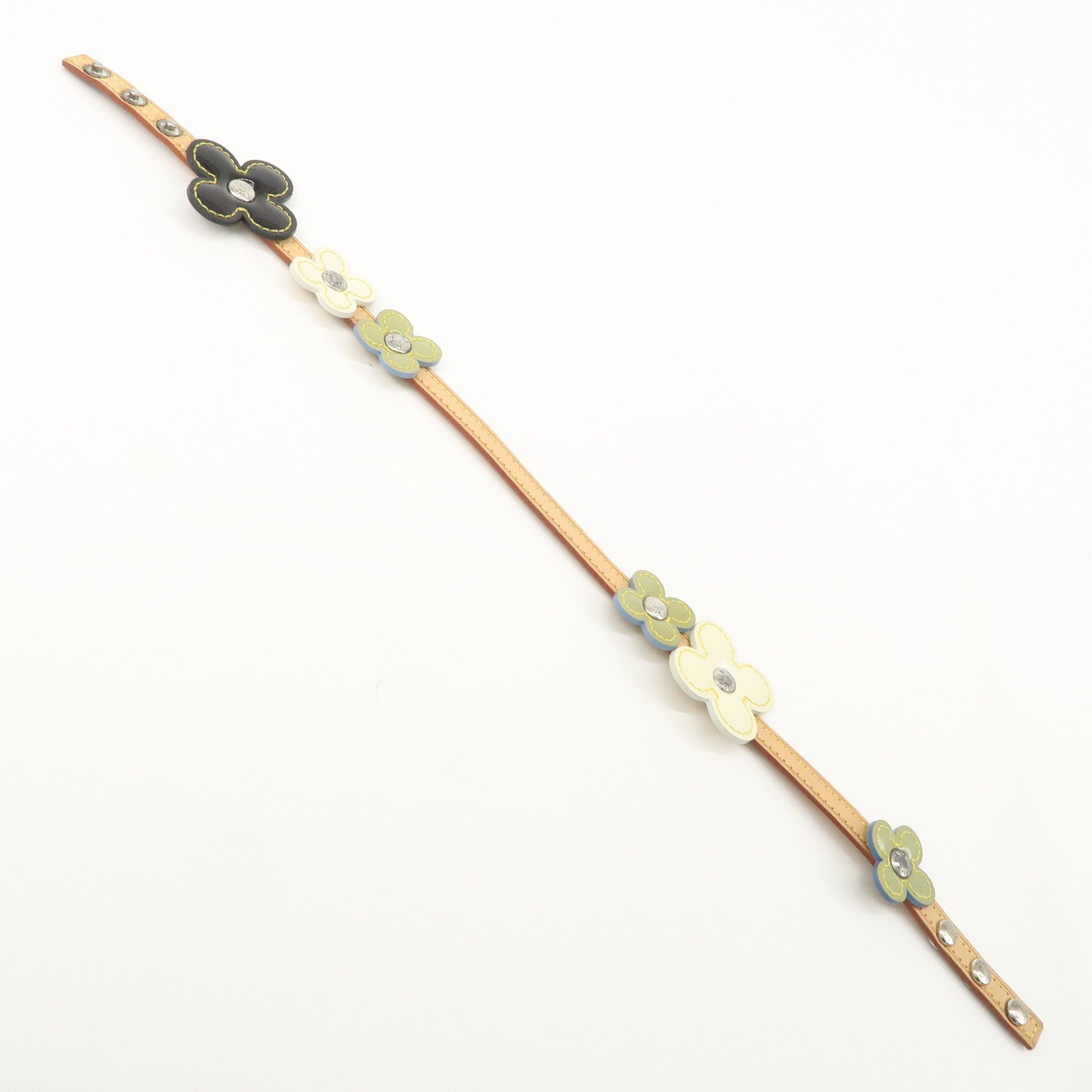 Louis Vuitton Nume Leather Vernis Lethear Flower Lexington Choker Bracelet Natural M92252