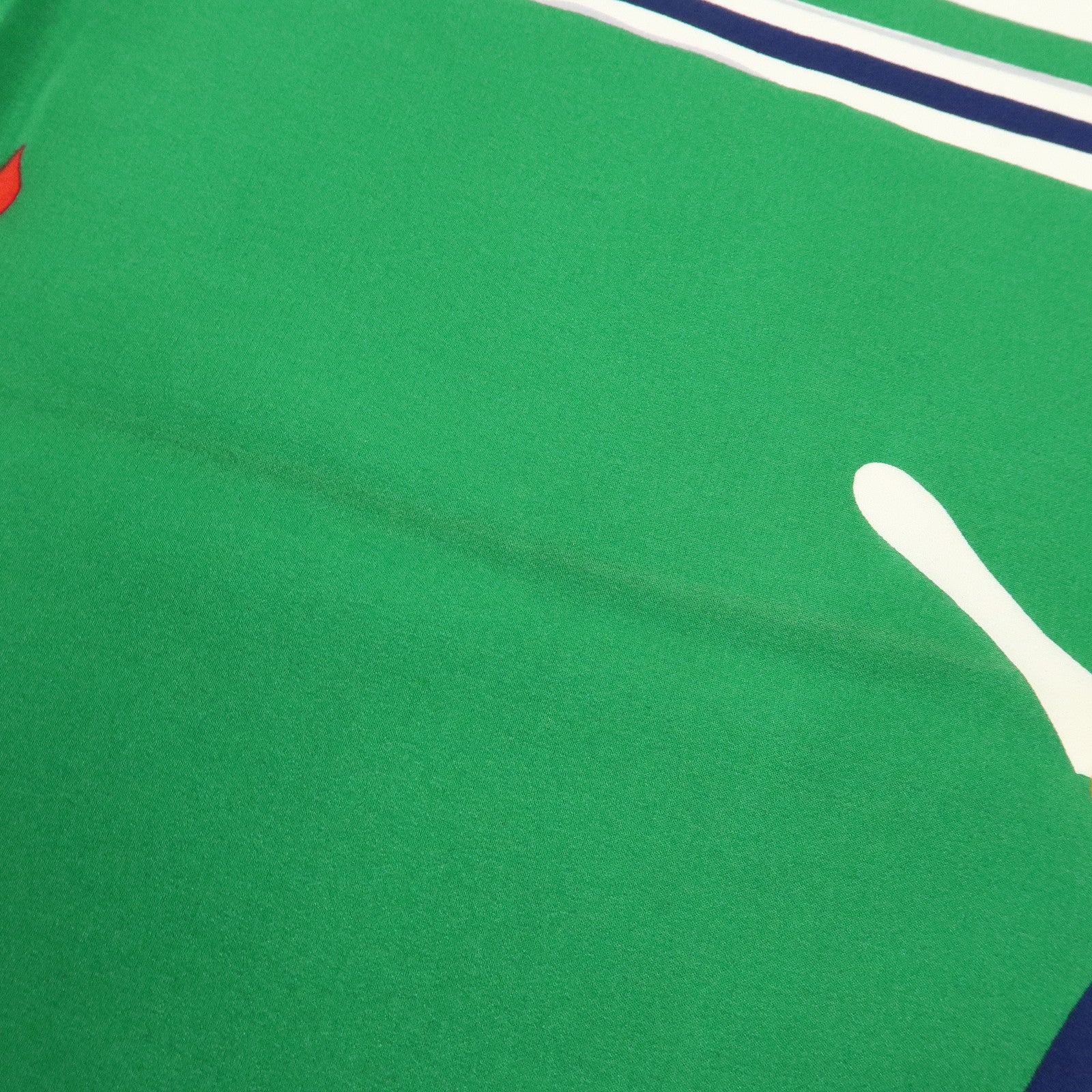CHANEL COCO Mark Silk100% Scarf Green Navy White Red