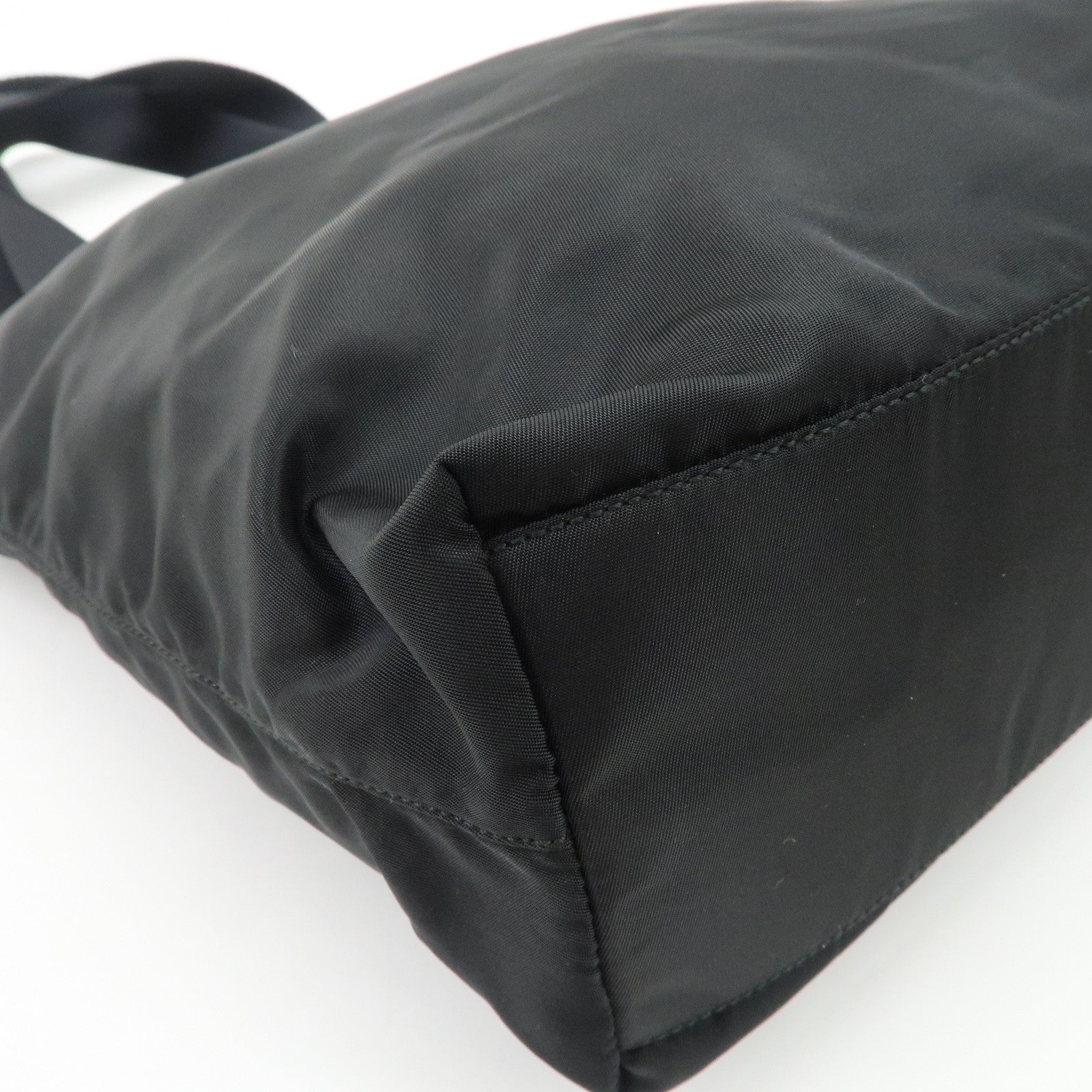 PRADA Triangle Logo Nylon Tote Bag Shoulder Bag Hand Bag Black