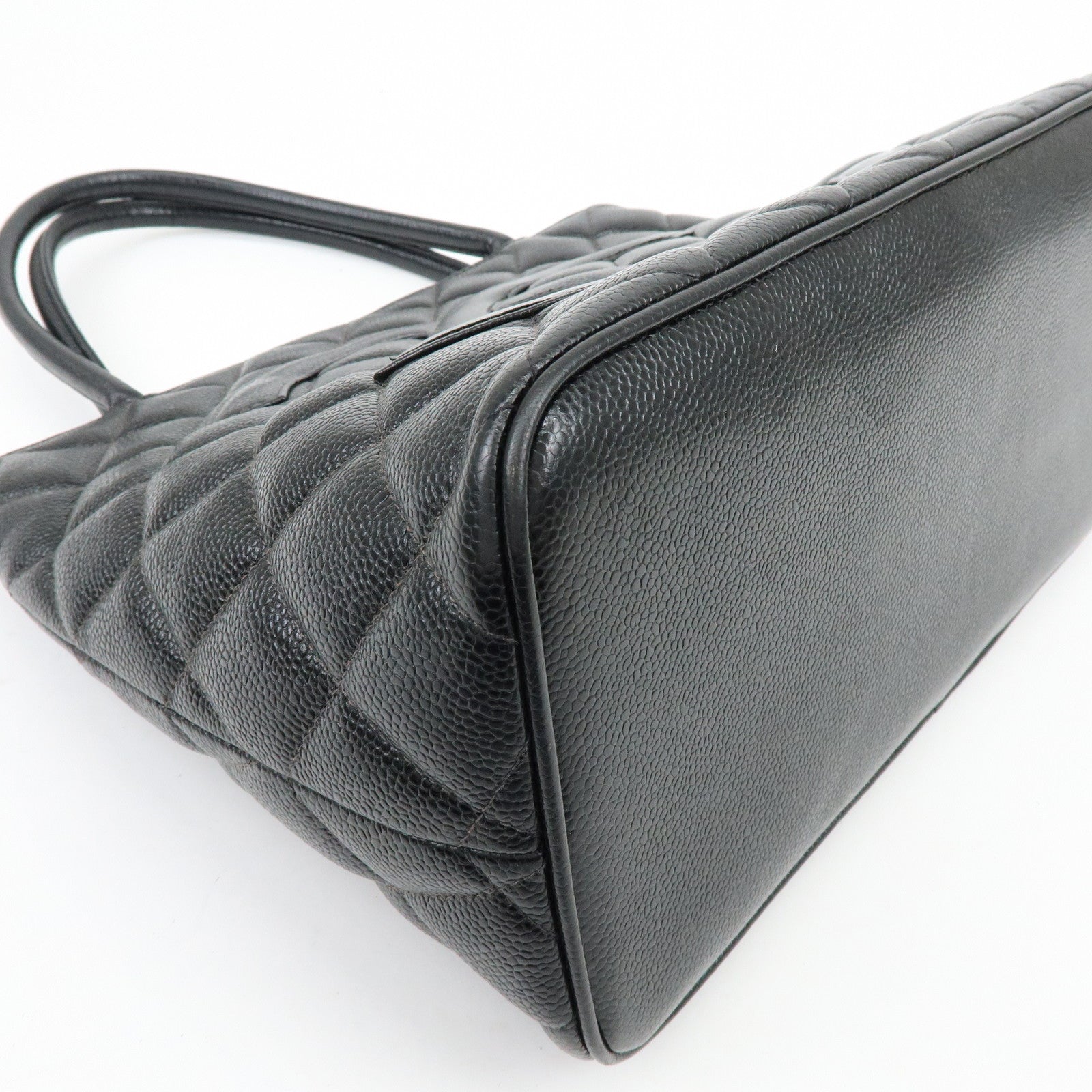 CHANEL Matelasse COCO Mark Medallion Tote Bag Hand Bag Black A01804