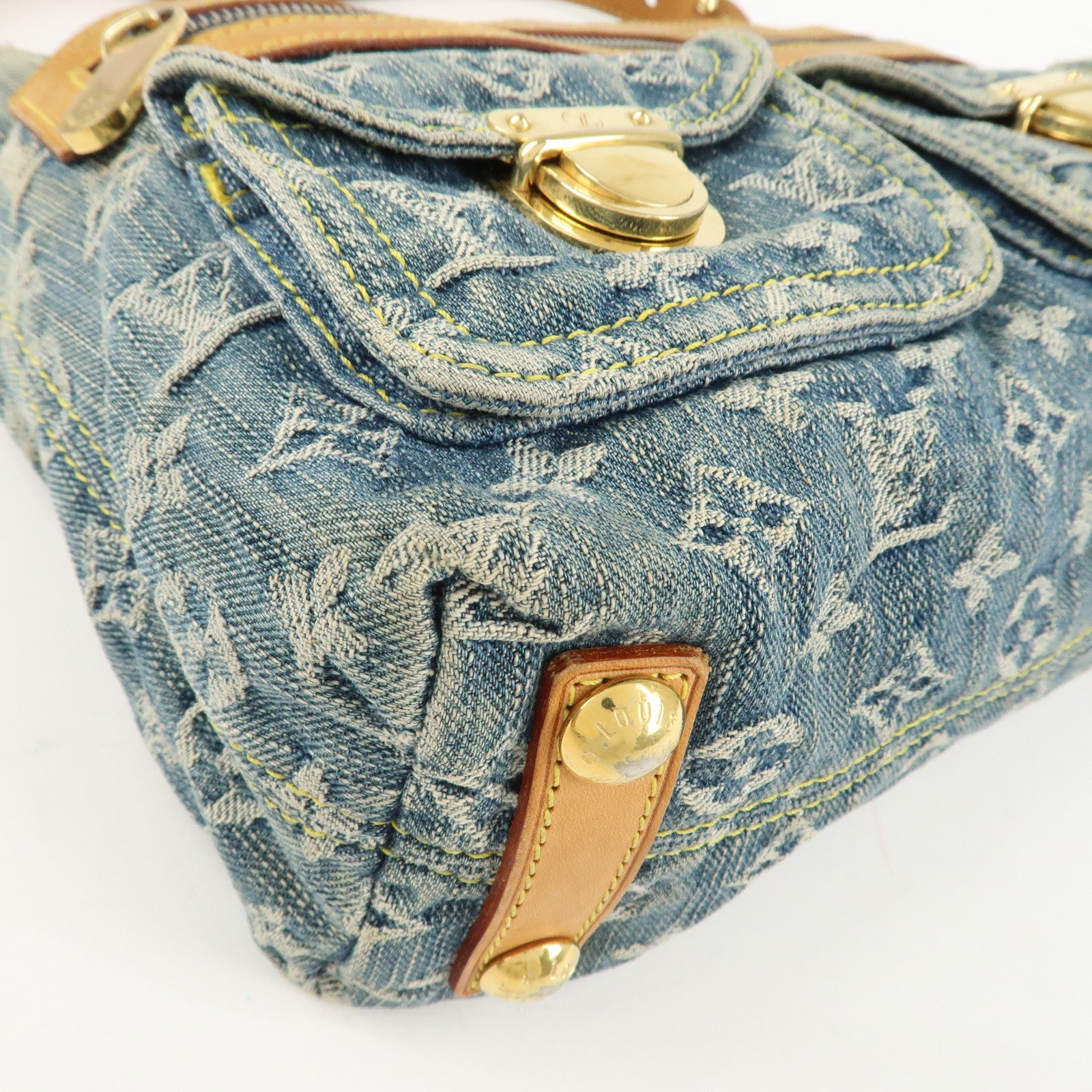 Louis Vuitton Monogram Denim Baggy PM 2Way Shoulder Bag Blue M95049 Used