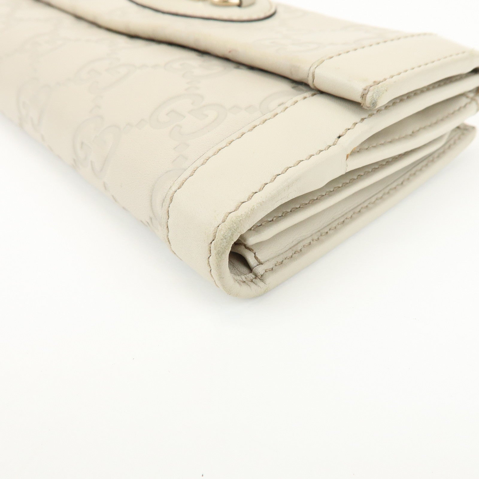 GUCCI Guccissima Leather Long Wallet Ivory Gold 146199