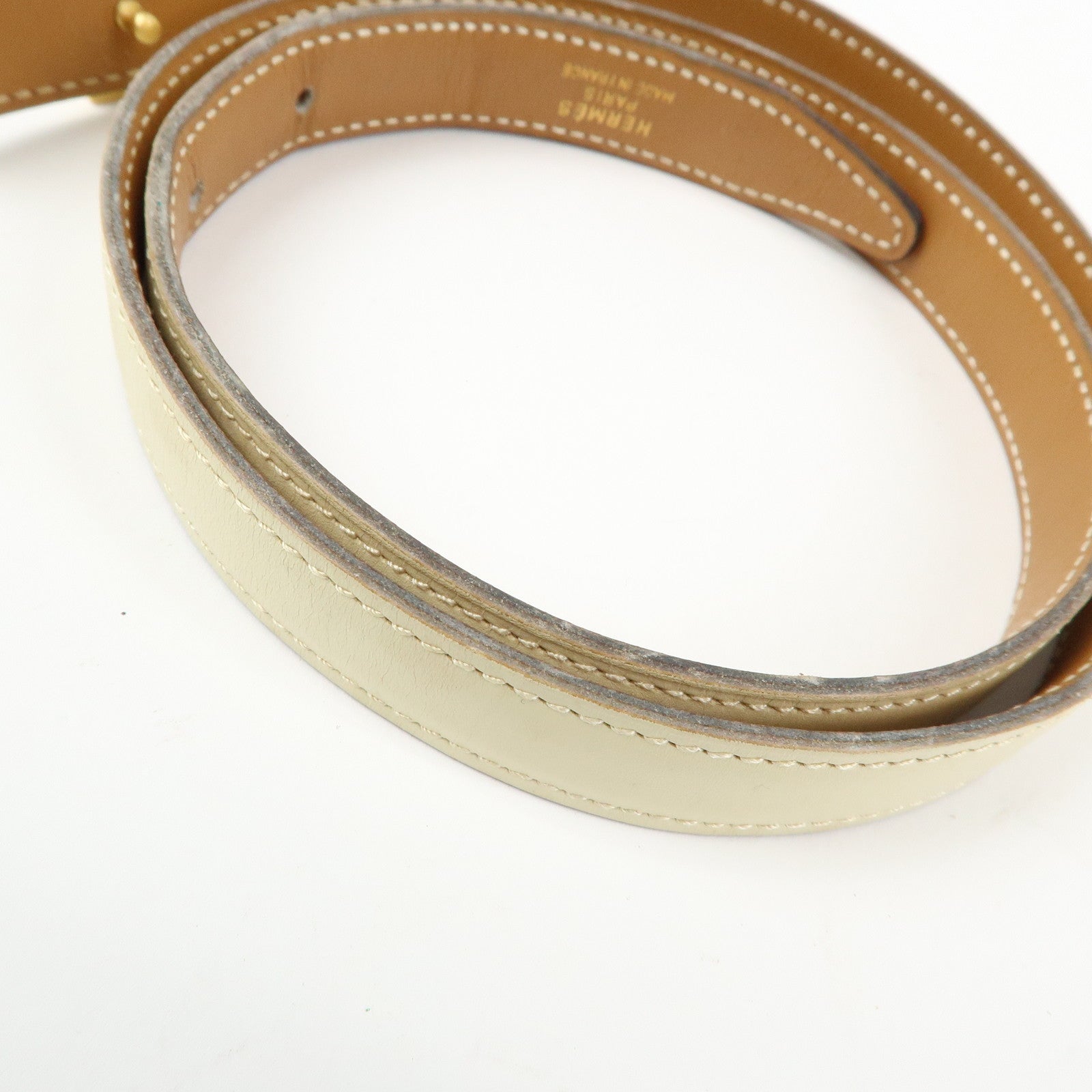 HERMES H Buckle Reversible Constance Belt Ivory Light Brown