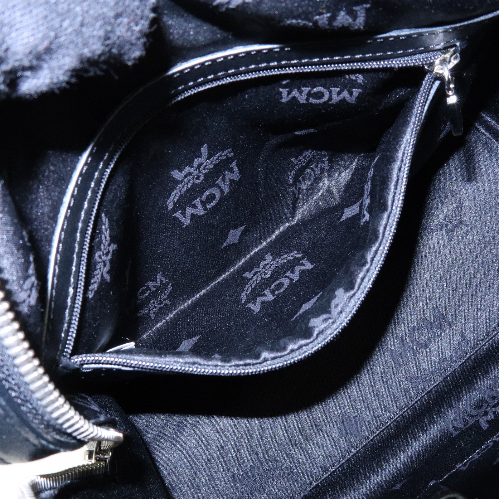 MCM Visetos PVC Leather Boston Bag Hand Bag Black