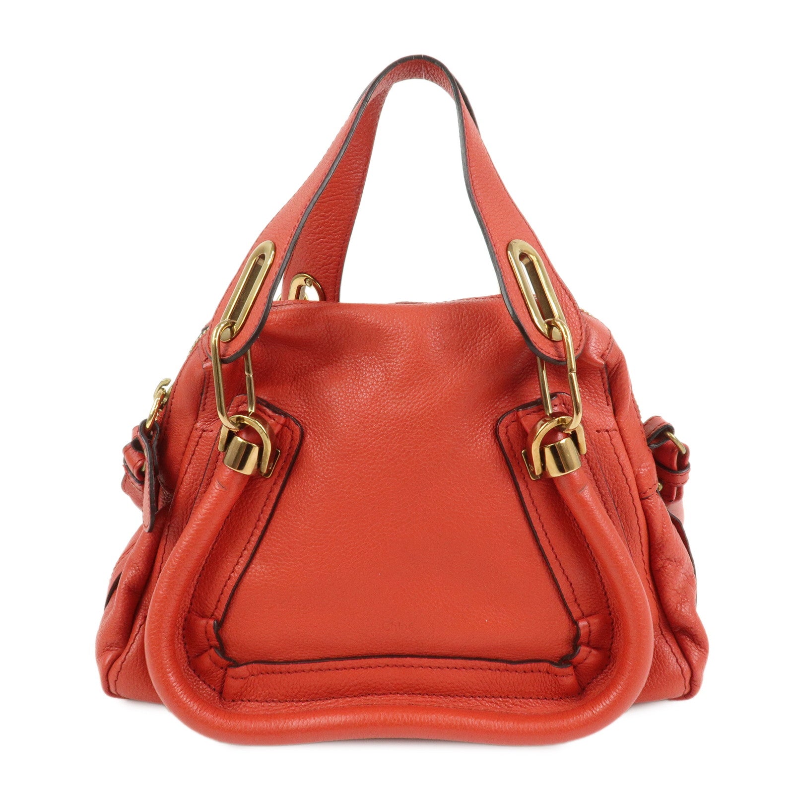 Chloe Paraty Leather 2Way Bag Shoulder Bag Hand Bag Red 031157
