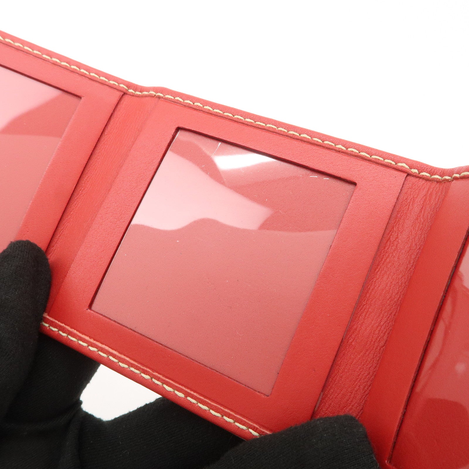 LOEWE Leather Tri-Fold Square Photo Case  Red