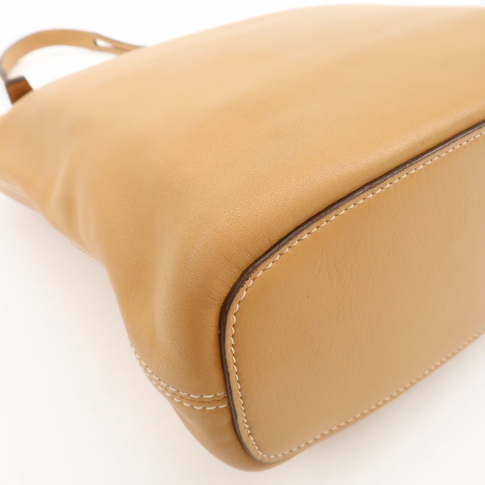 LOEWE Logo Leather Shoulder Bag Hand Bag Tote Bag Light Brown