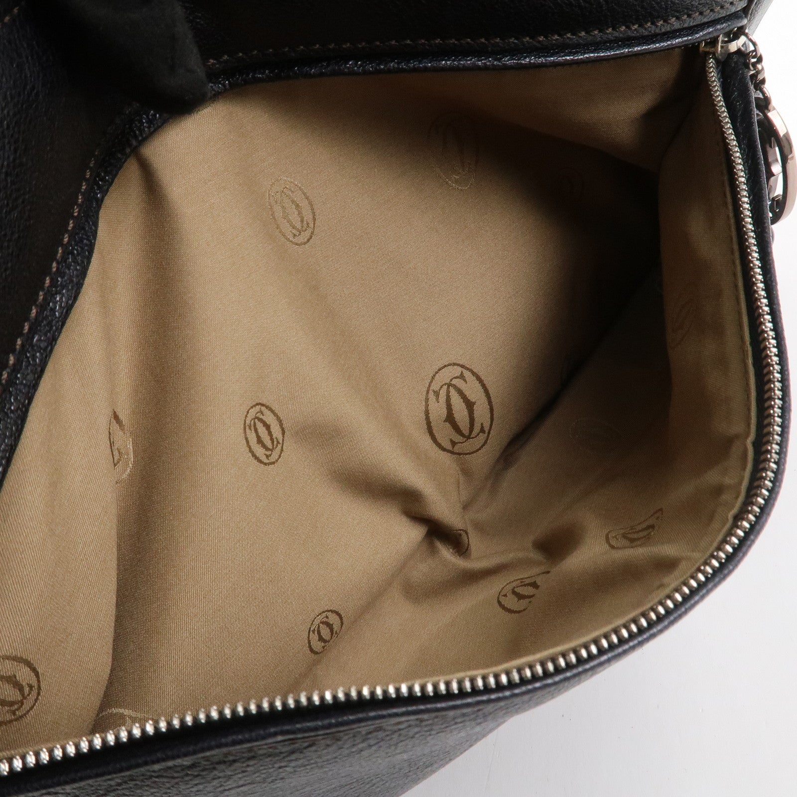 Cartier Marcello Leather Hand Bag Tote Bag Black