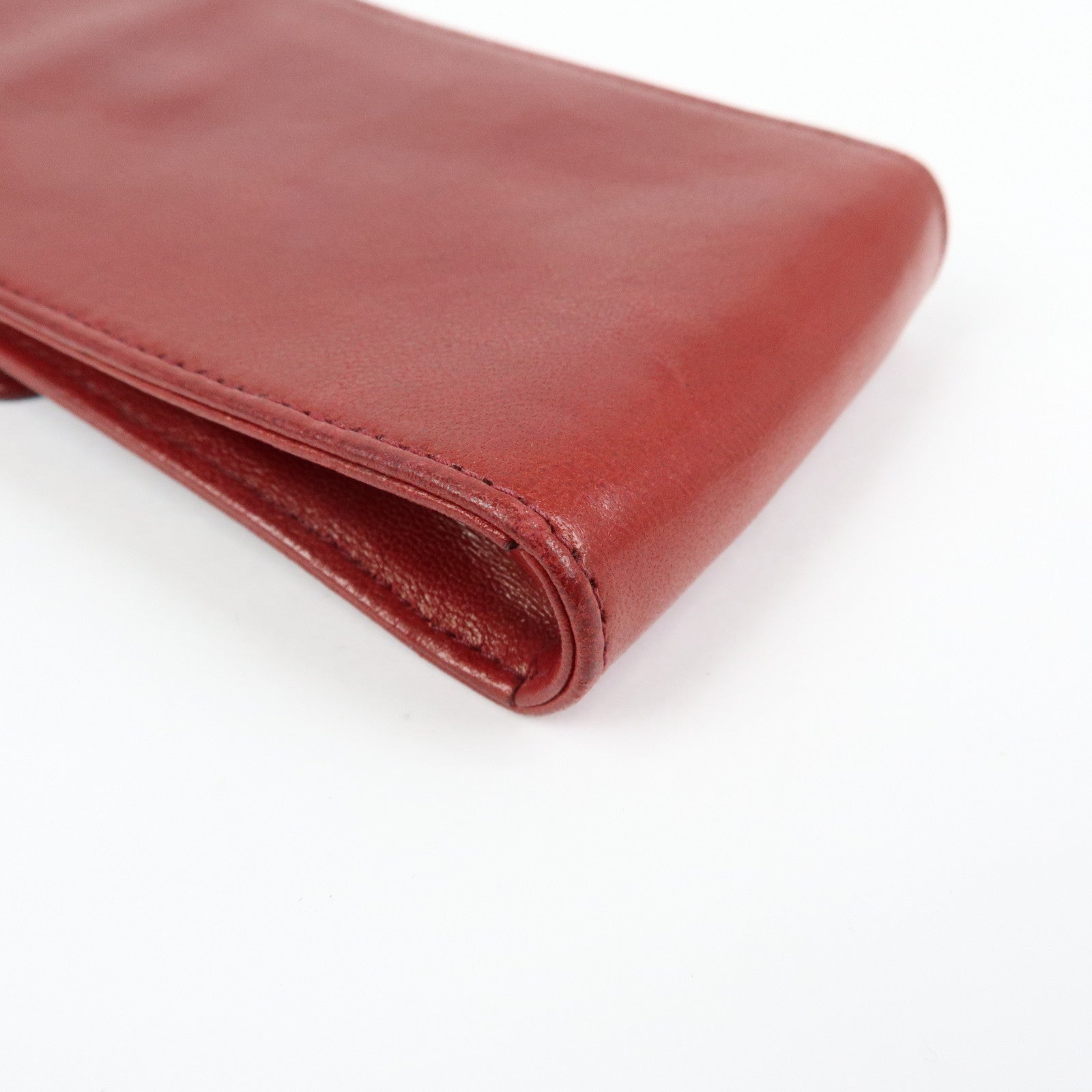 CHANEL COCO Mark Lamb Skin Cigarette Case Key Case Red