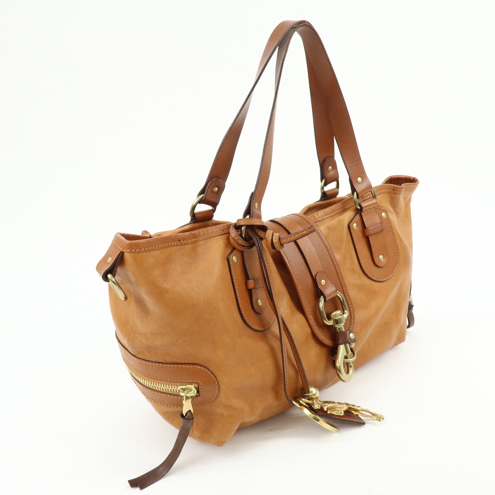 Chloe Kerala Leather Shoulder Bag Hand Bag Horse Charm Brown
