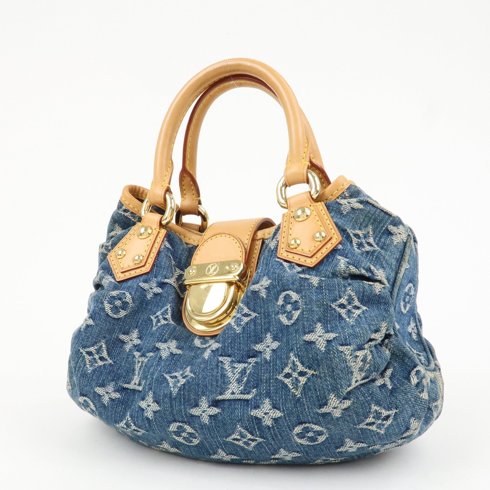 Louis Vuitton Monogram Denim Pleaty Hand Bag Blue M95020