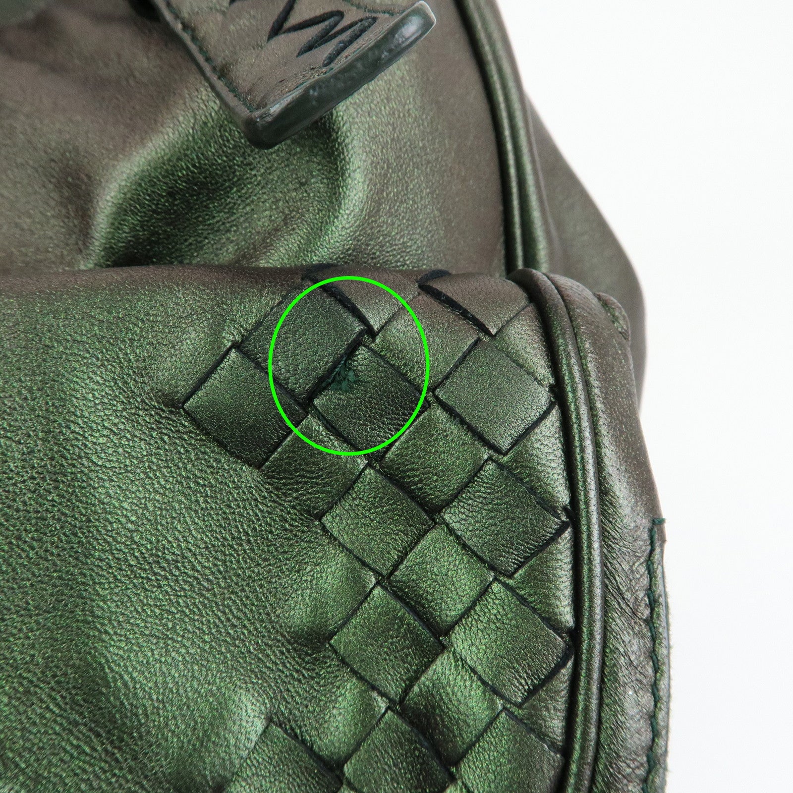 BOTTEGA VENETA Intrecciato Leather Tote Bag Hand Bag Metalic Green