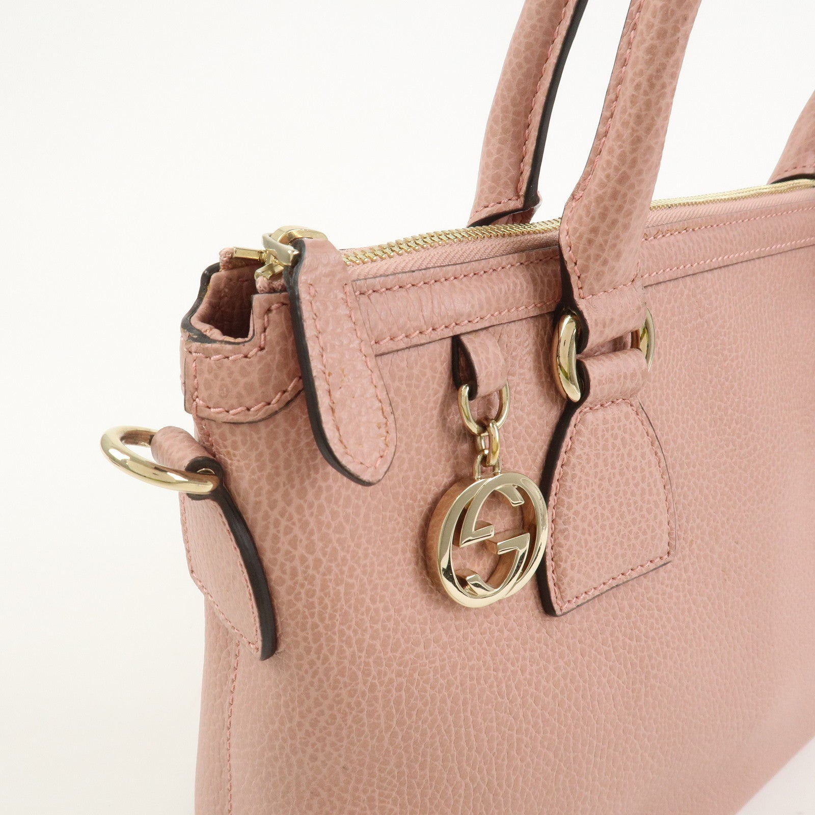 GUCCI Interlocking G Leather 2Way Hand Bag Shoulder Bag Pink 449659