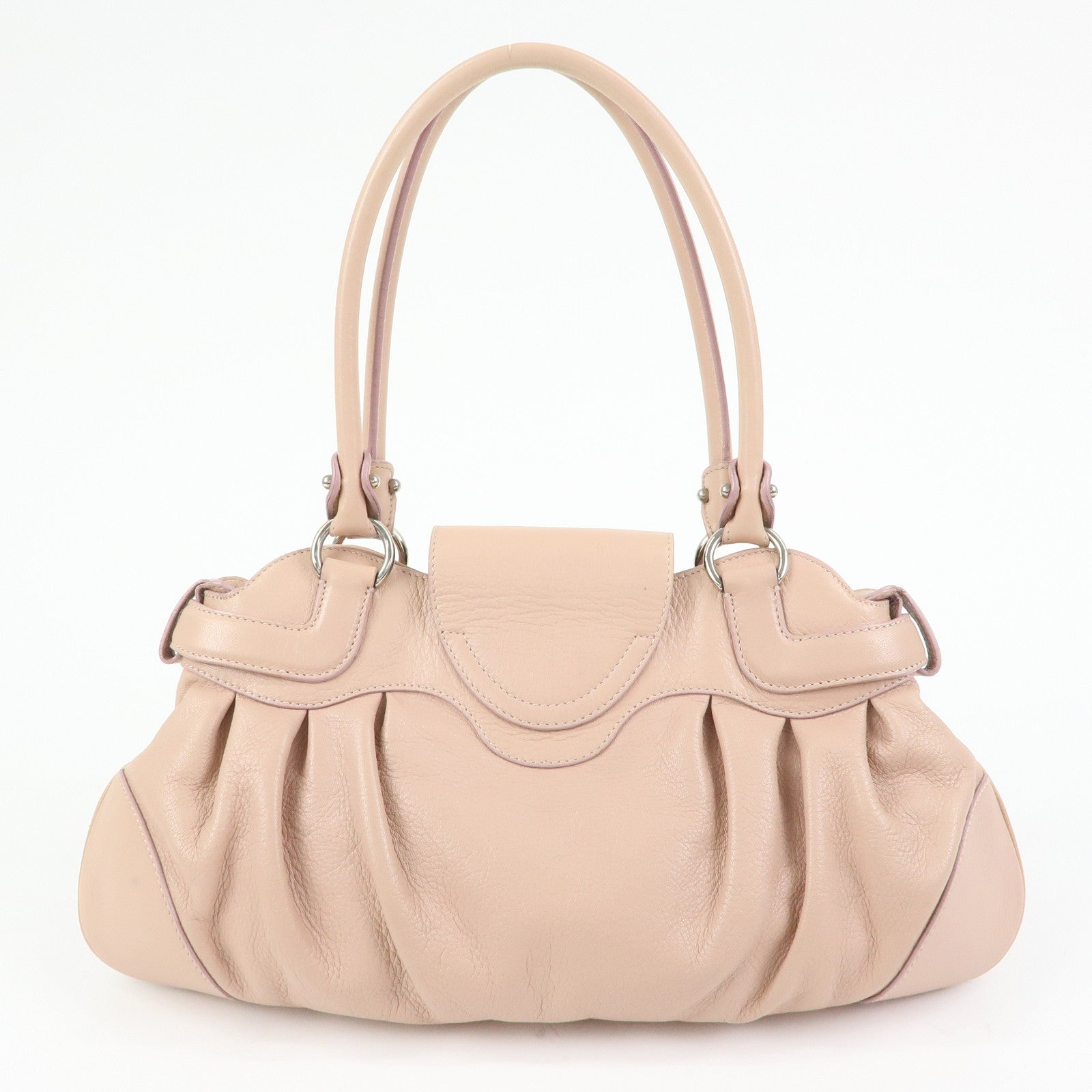 Ferragamo Gancini Leather Shoulder Bag Hand Bag Pink