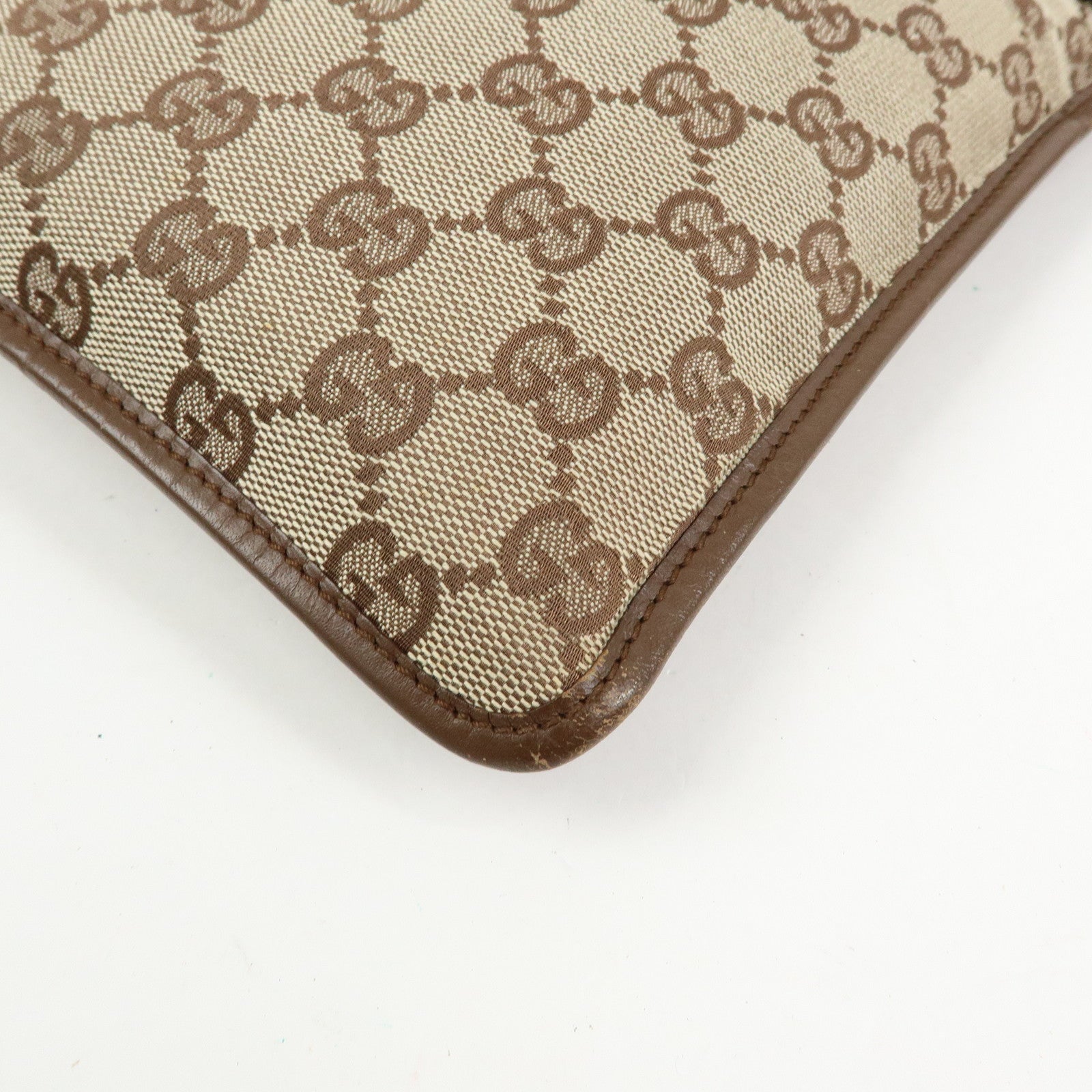 GUCCI GG Canvas Leather Shoulder Bag Crossbody Bag Brown 27639