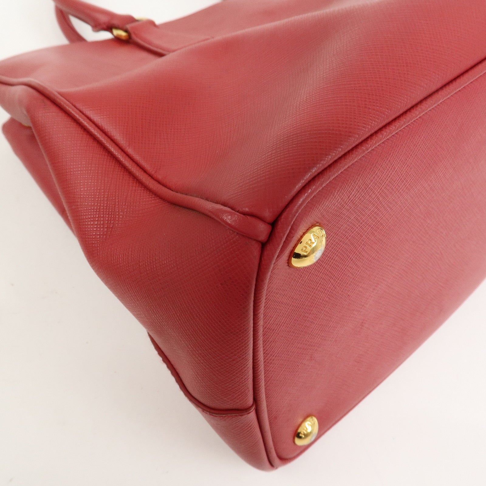 PRADA Triangle Logo Galleria Saffiano Leather 2Way Bag Red BN2274