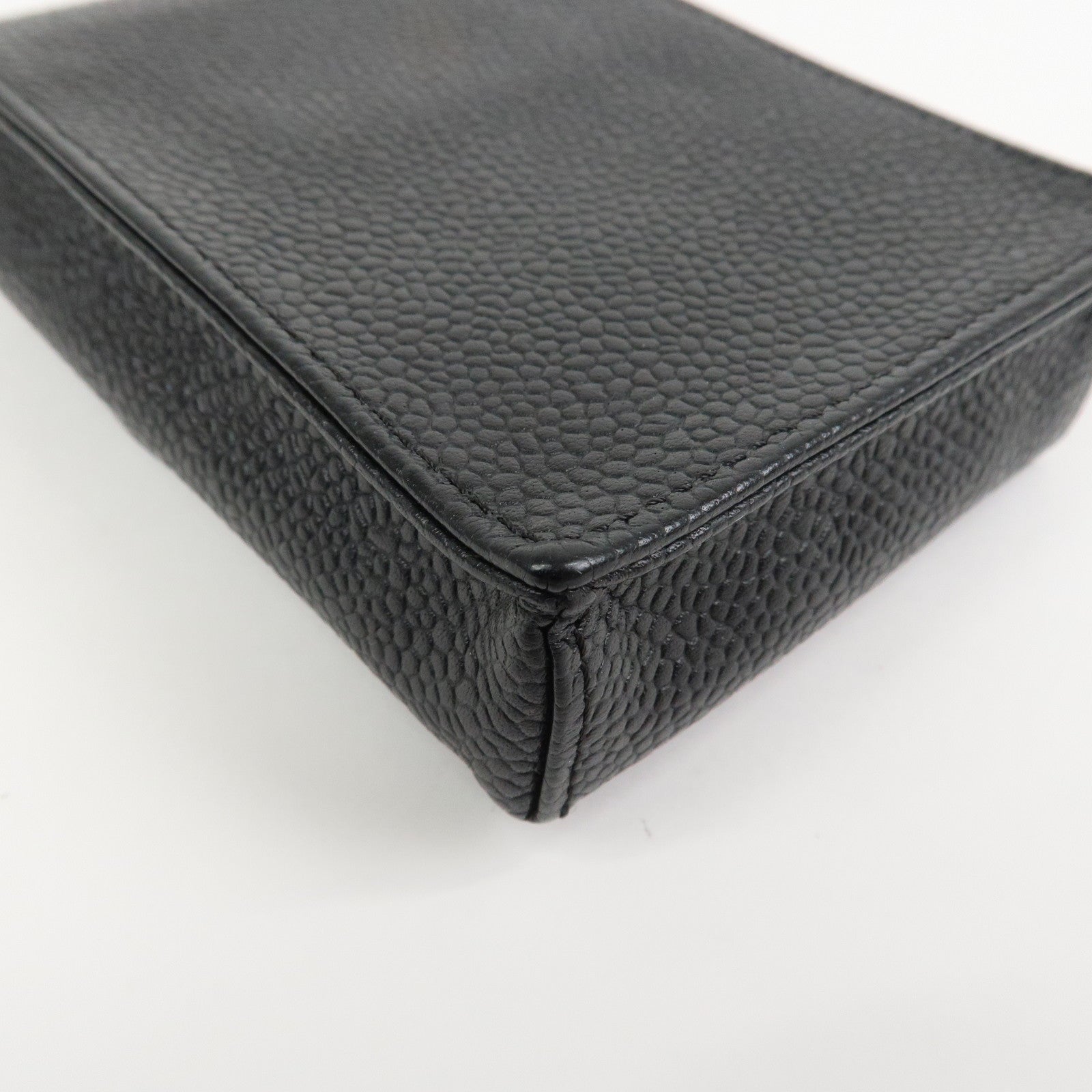 CHANEL COCO Mark Caviarskin Cigarette Case Black Noir A13511