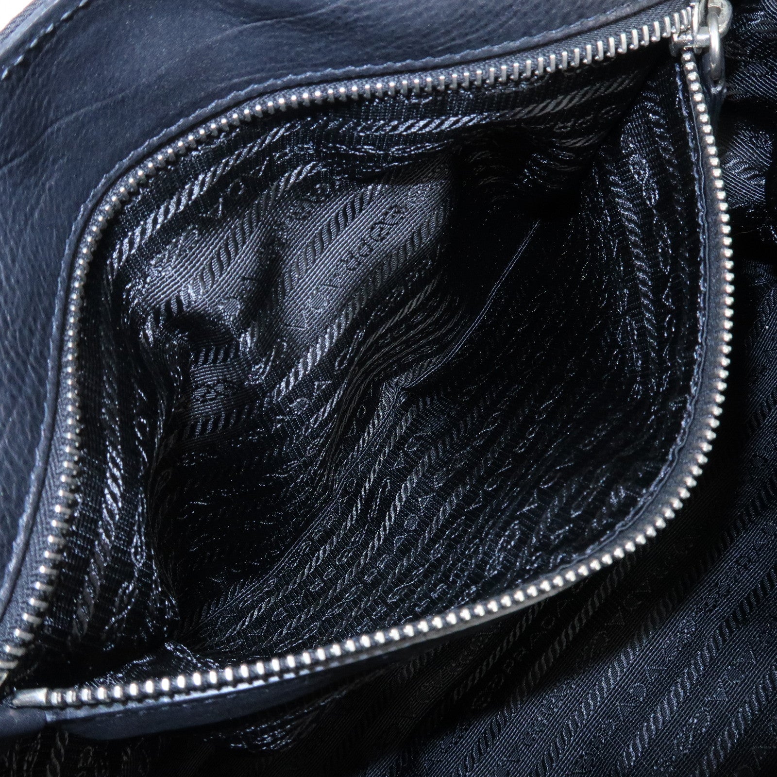 PRADA Triangle Logo Nylon Leather Shoulder Bag Black BR2418