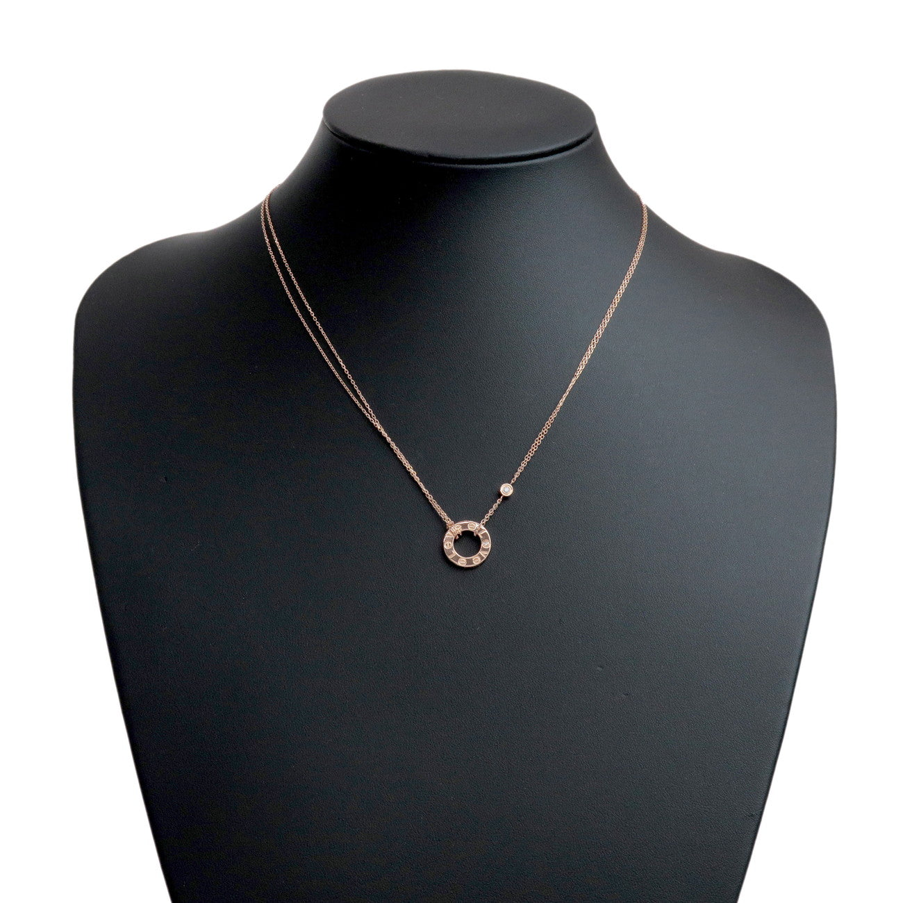 Cartier Love Circle 2P Diamond Necklace K18 750PG Rose Gold