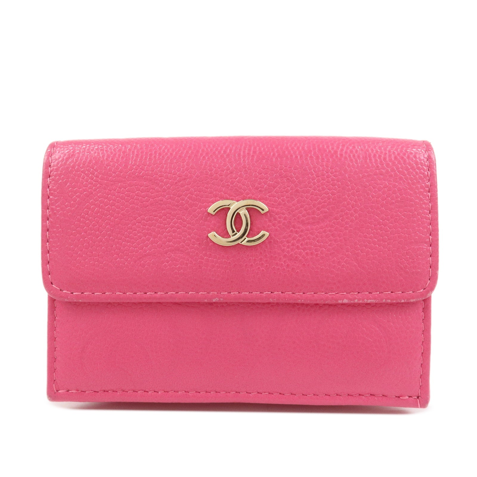 CHANEL COCO Mark Camellia Tri-fold Compact Wallet Pink AP0116