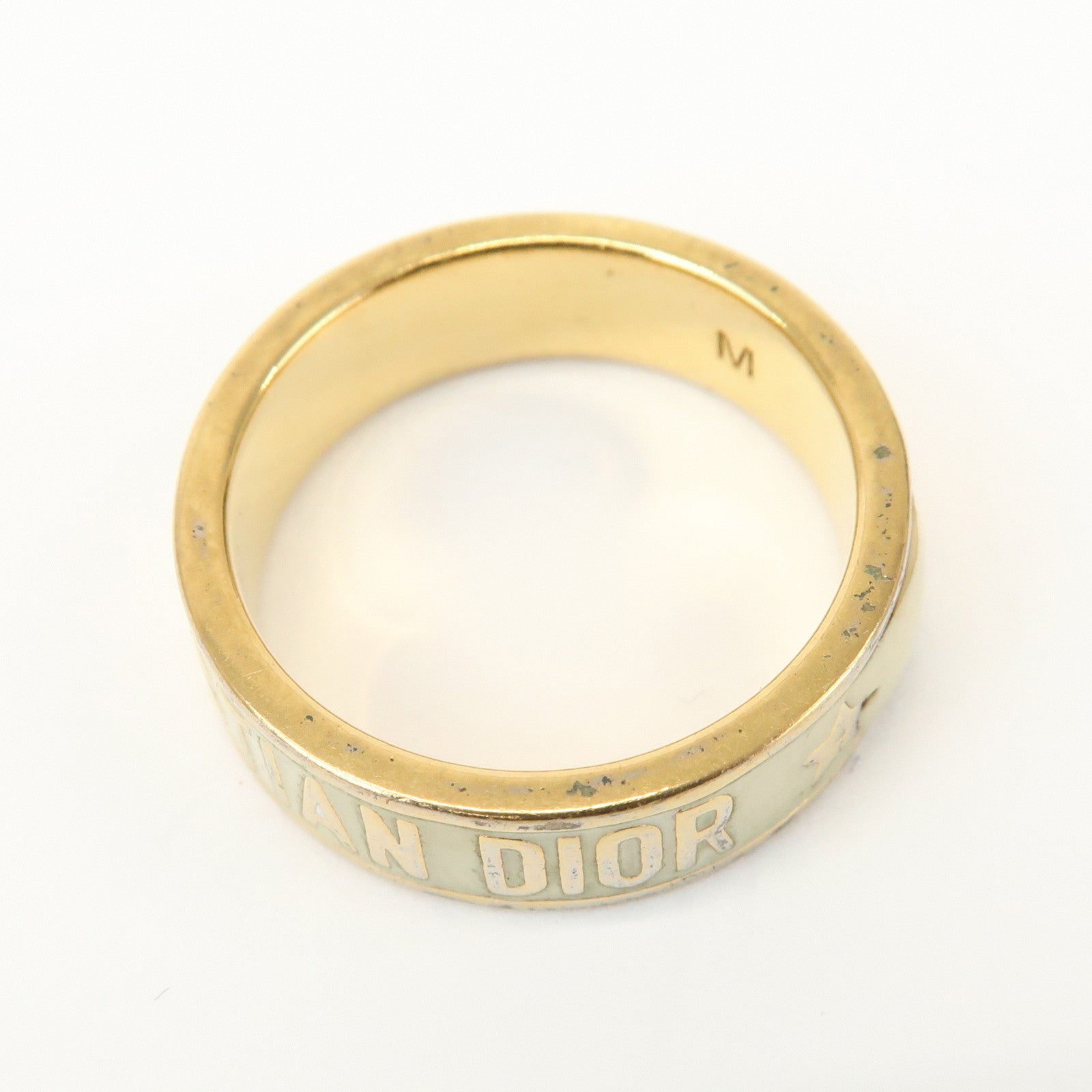 Christian Dior Code Metal Rhinestone Three-band Ring M Gold