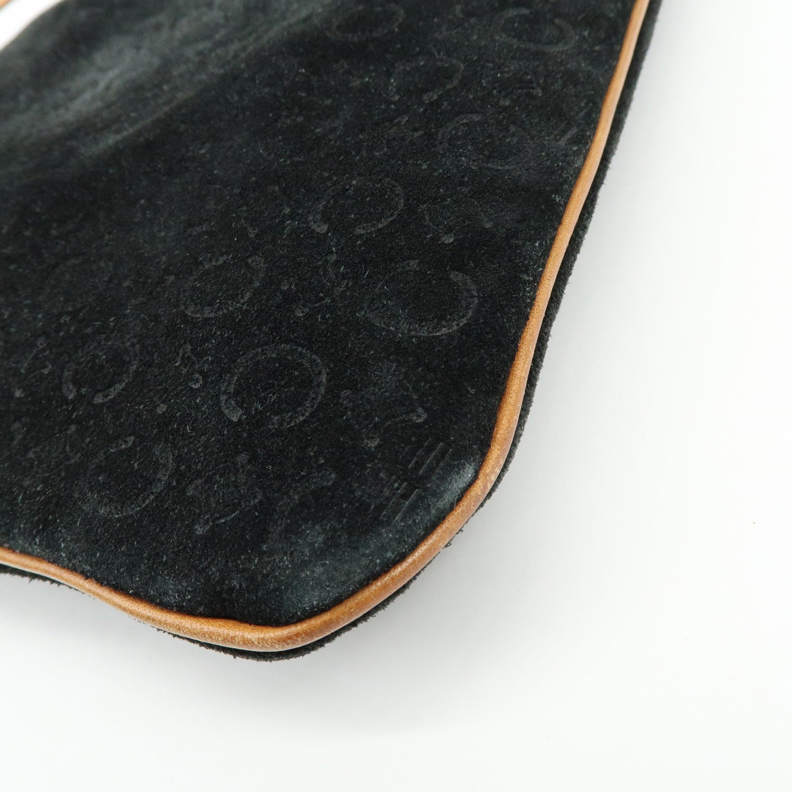 CELINE C Macadam Suede Leather Shoulder Bag Hand Bag Black