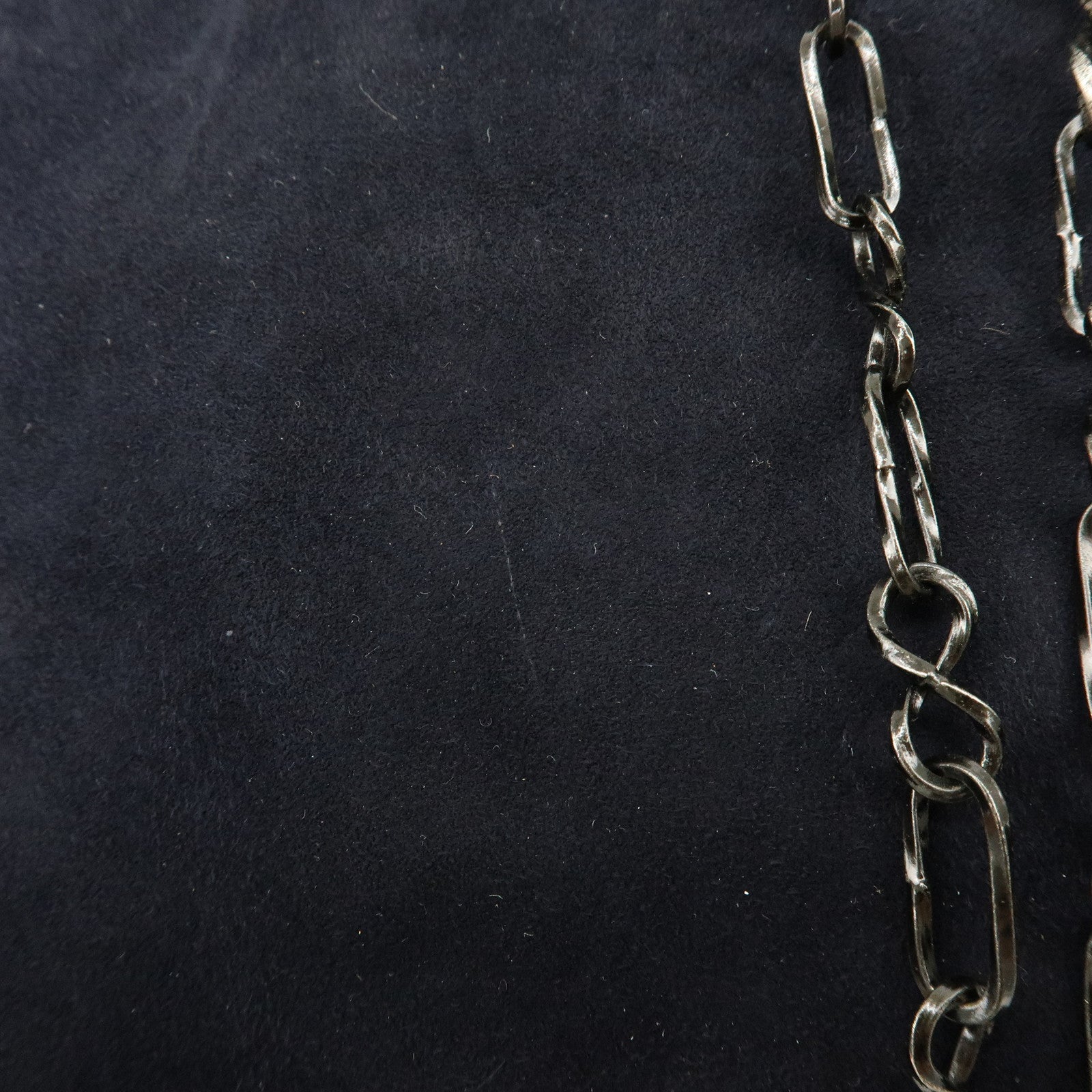 PRADA Logo Suede Chain Shoulder Bag Tote Bag Dark Navy