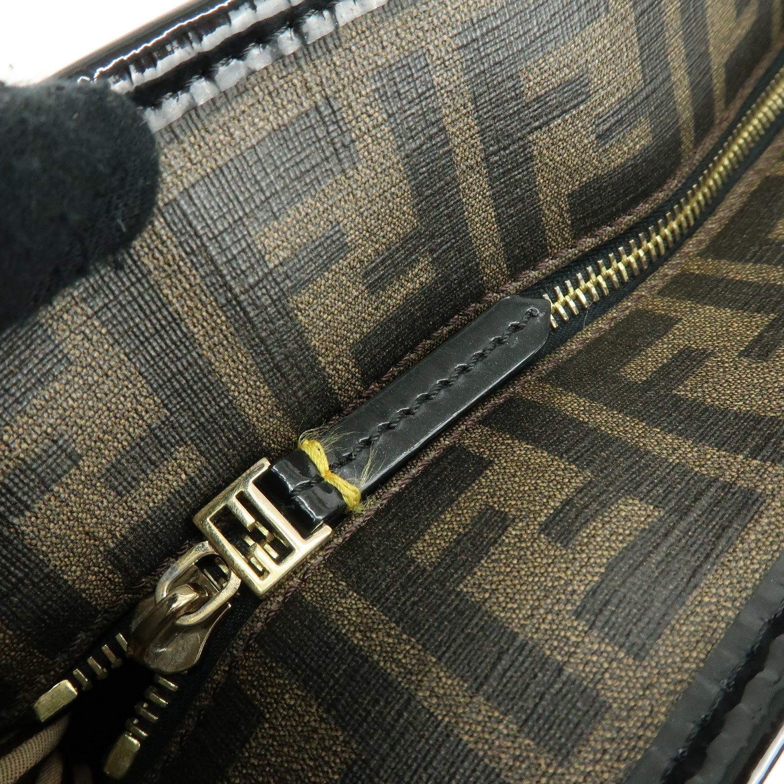 FENDI Zucca Logo Print PVC Leather Tote Bag Brown Black 8BH185