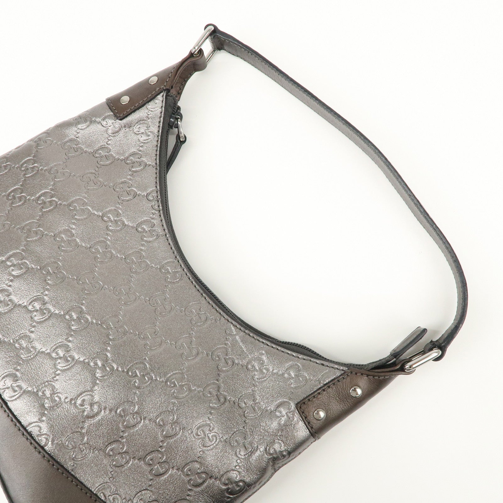 GUCCI Guccissima Leather Shoulder Bag Hand Bag Silver 240020