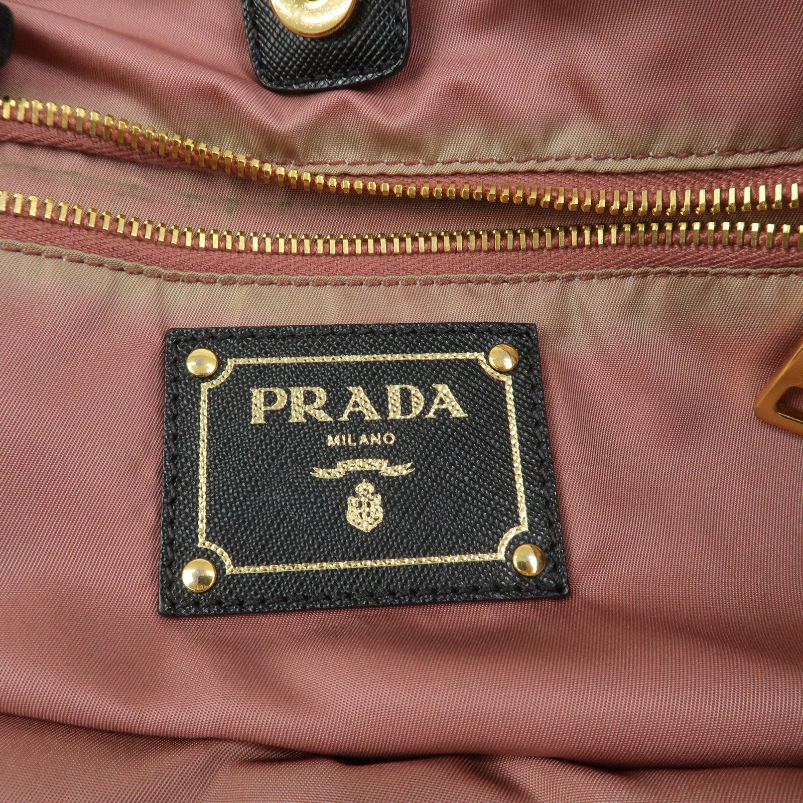 PRADA Logo Nylon Saffiano Leather Tote Bag Shoulder Bag Black