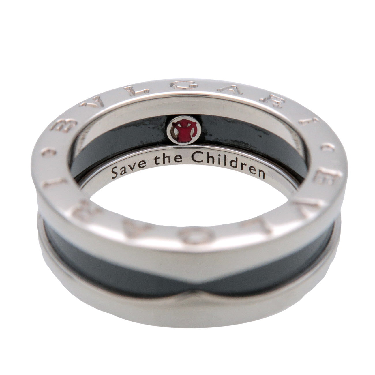 BVLGARI B-Zero1 Save the Children Ring SV925 Black Ceramic US5.5