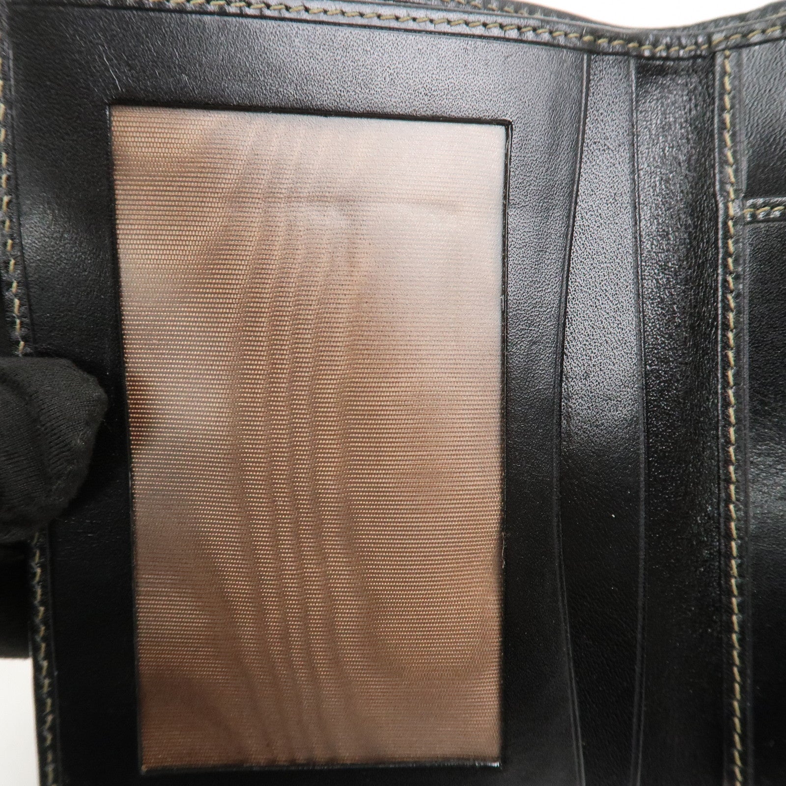 FENDI Zucca Kiss Lock Canvas Leather Bi-fold Wallet Brown 30207