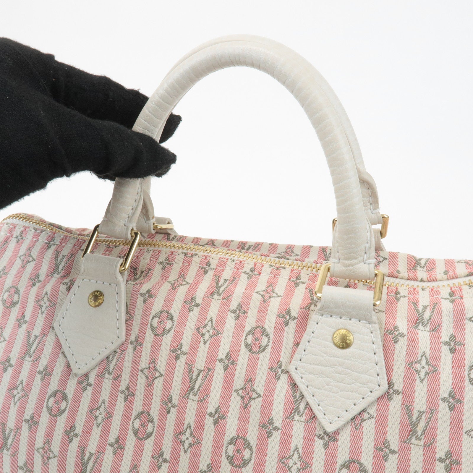 Louis Vuitton Monogram Mini Lin Speedy 30 Boston Bag Rouge M95501 Used