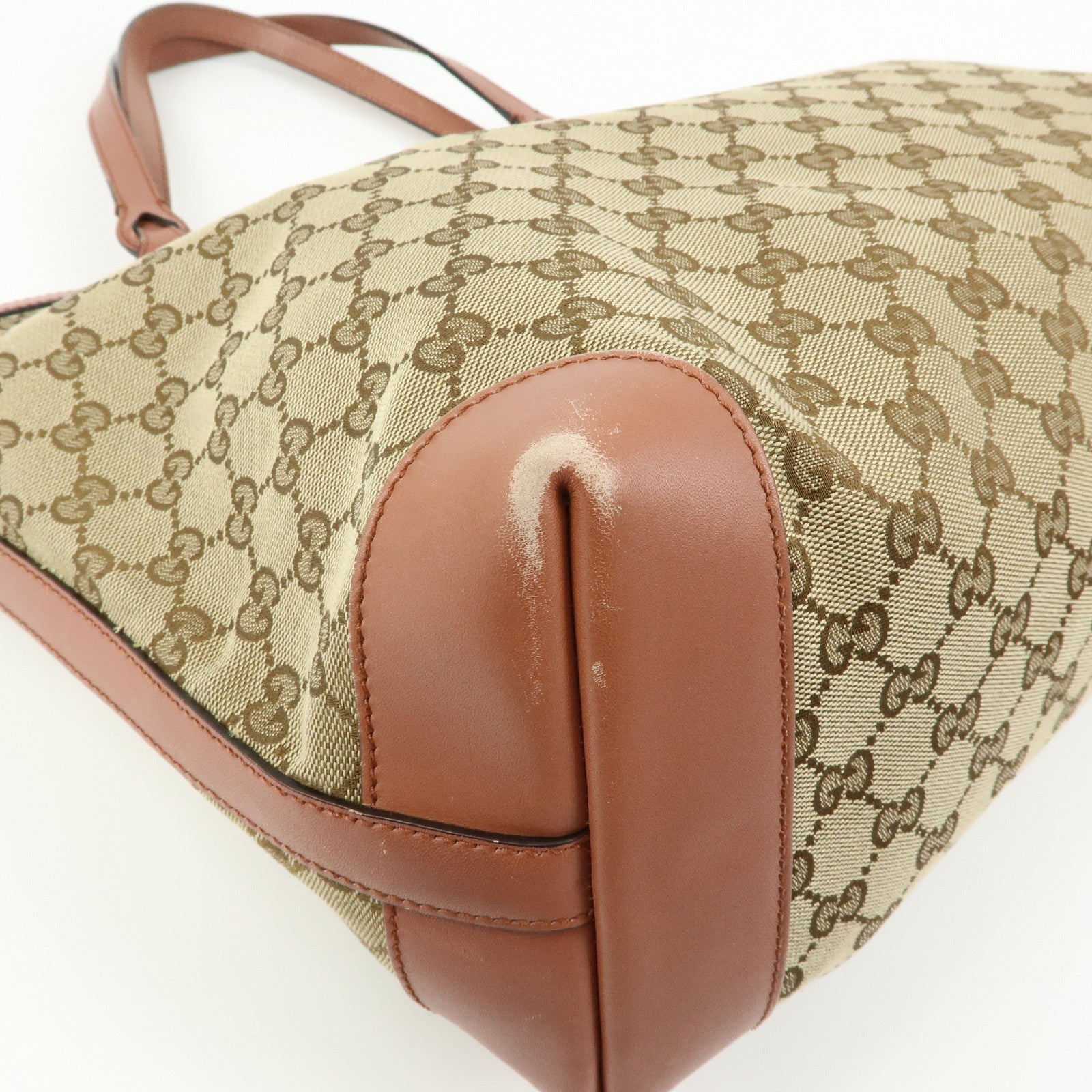 GUCCI GG Canvas Leather Tote Bag Shoulder Bag Beige Pink 247209