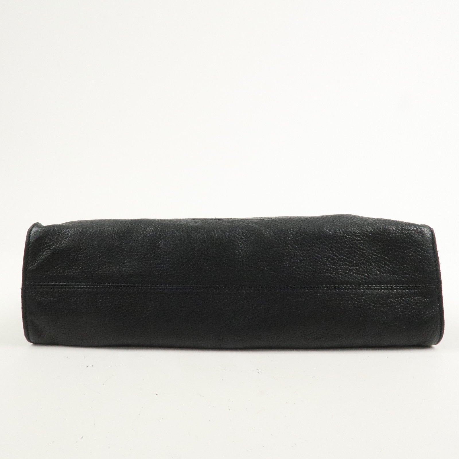 CHANEL Logo Leather Shoulder Bag Hand Bag Black