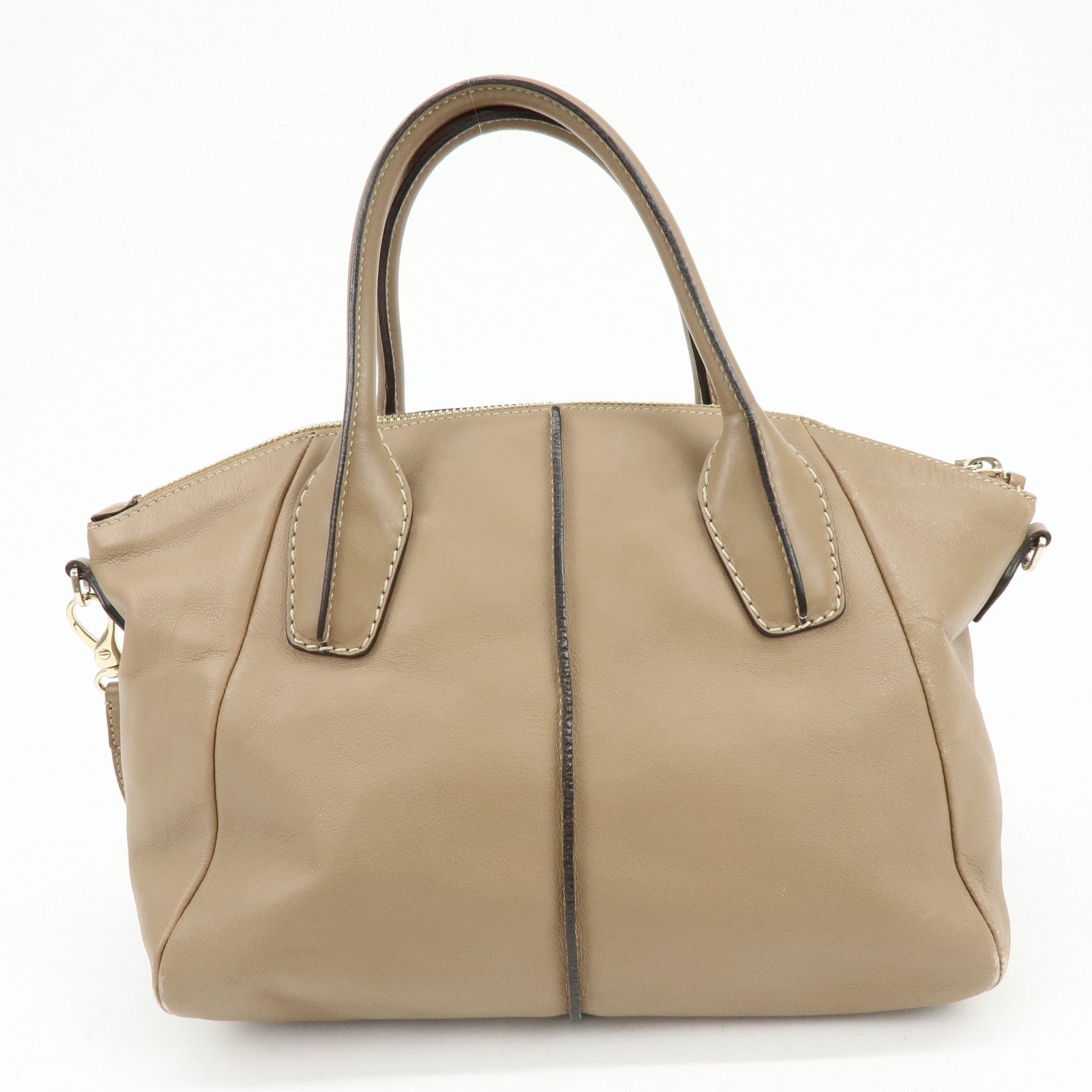 TOD'S Leather Stitch 2Way Bag Boston Bag Shoulder Bag Brown