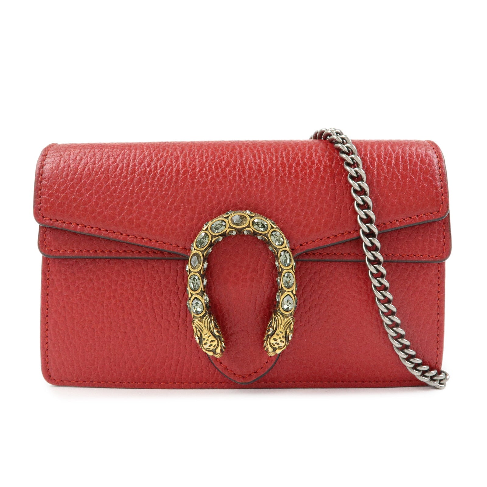 GUCCI Dionysus Super Mini Bag Leather Chain Shoulder Bag Red 476432