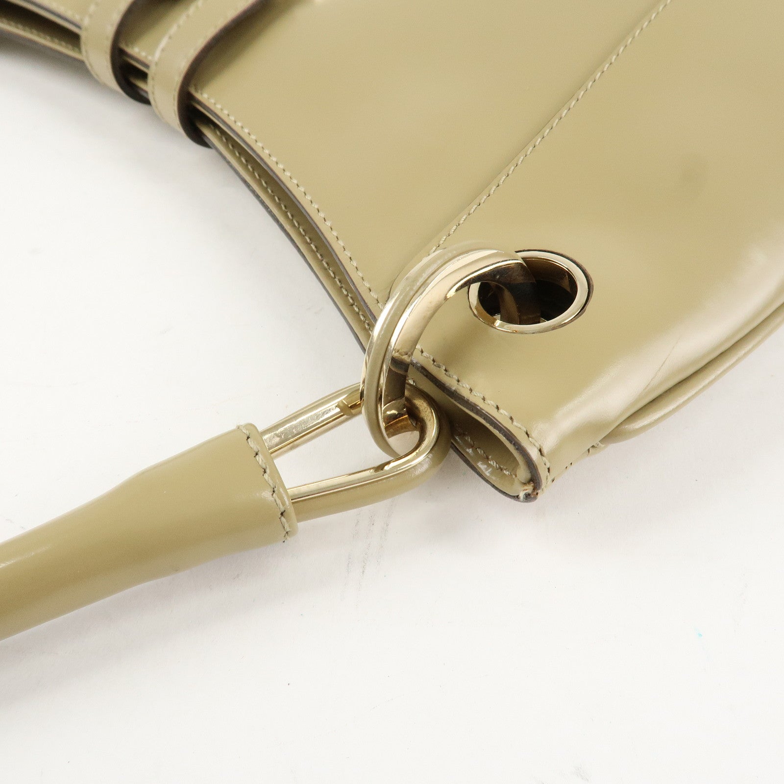 GUCCI Leather Shoulder Bag Hand Bag Beige 001.4150.002058 Used