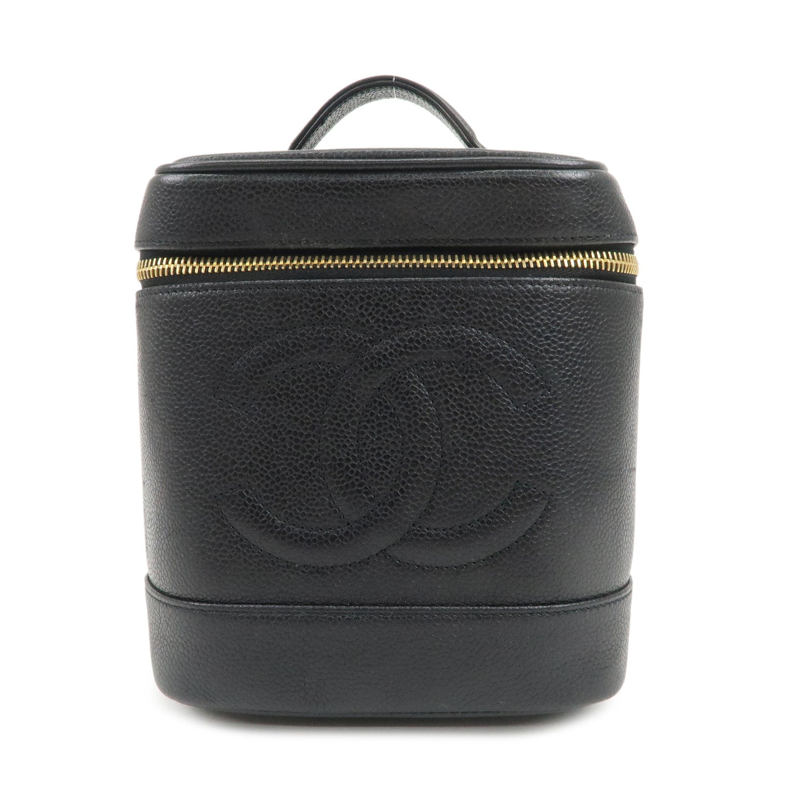 CHANEL COCO Mark Caviarskin Vanity Bag Hand Bag Black A01998