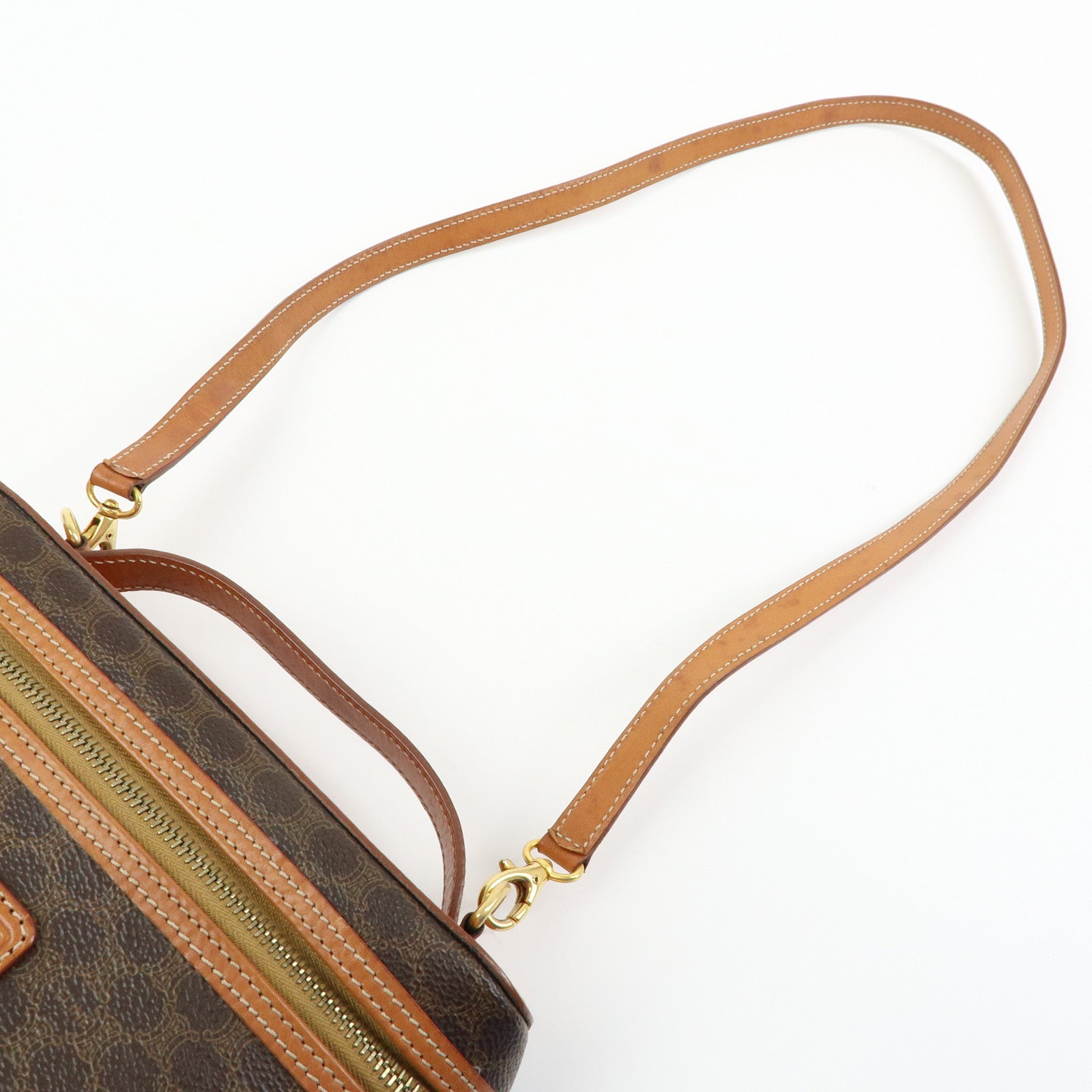 CELINE Macadam PVC Leather 2Way Bag Hand Shoulder Bag Pouch Brown