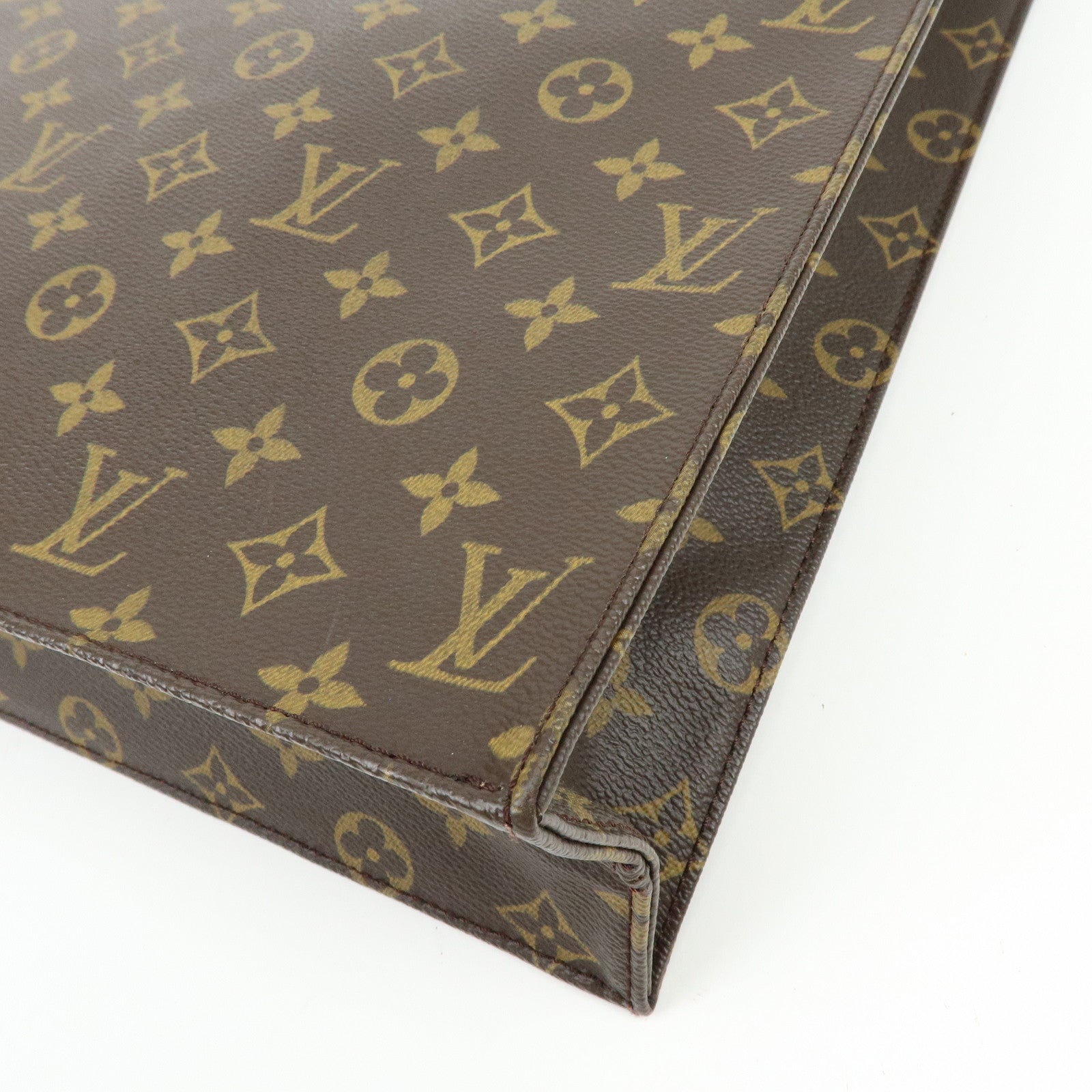 Louis Vuitton Monogram Sac Plat Tote Bag Hand Bag Brown M51140