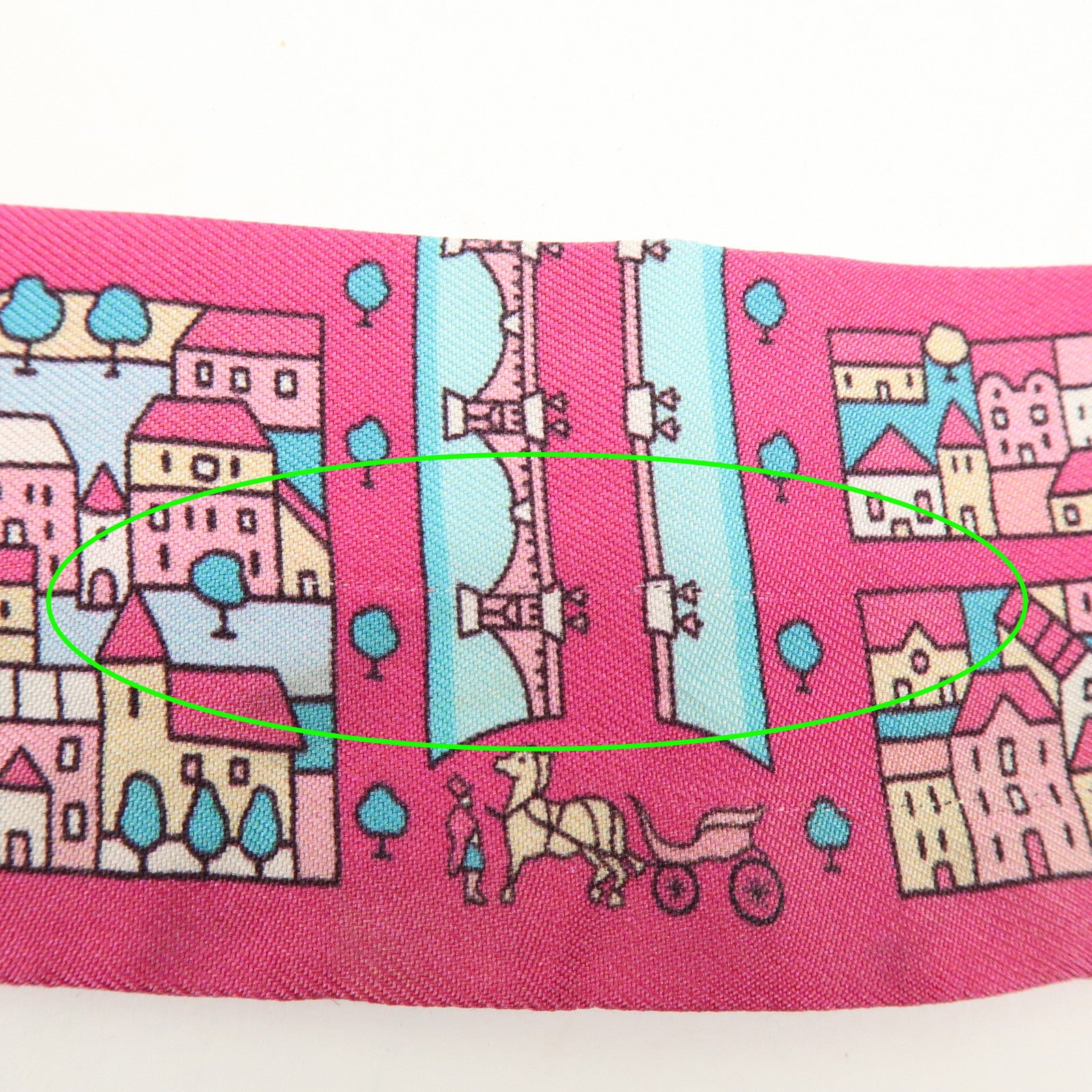 HERMES Silk 100% Twilly Rive Droite Rive Gauche Pink