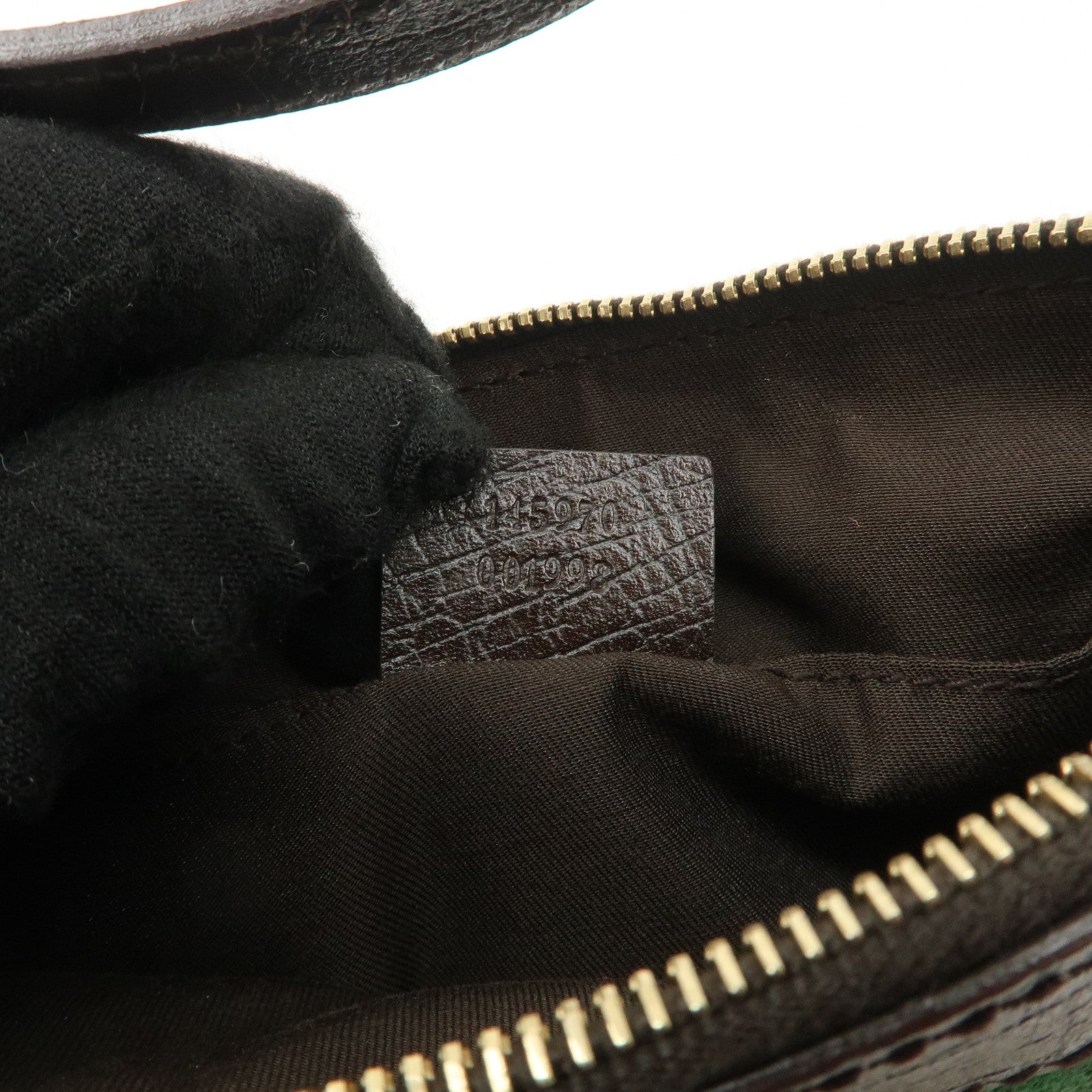 GUCCI Sherry GG Canvas Leather Hand Bag Pouch Boots Bag Charm 145970 Used