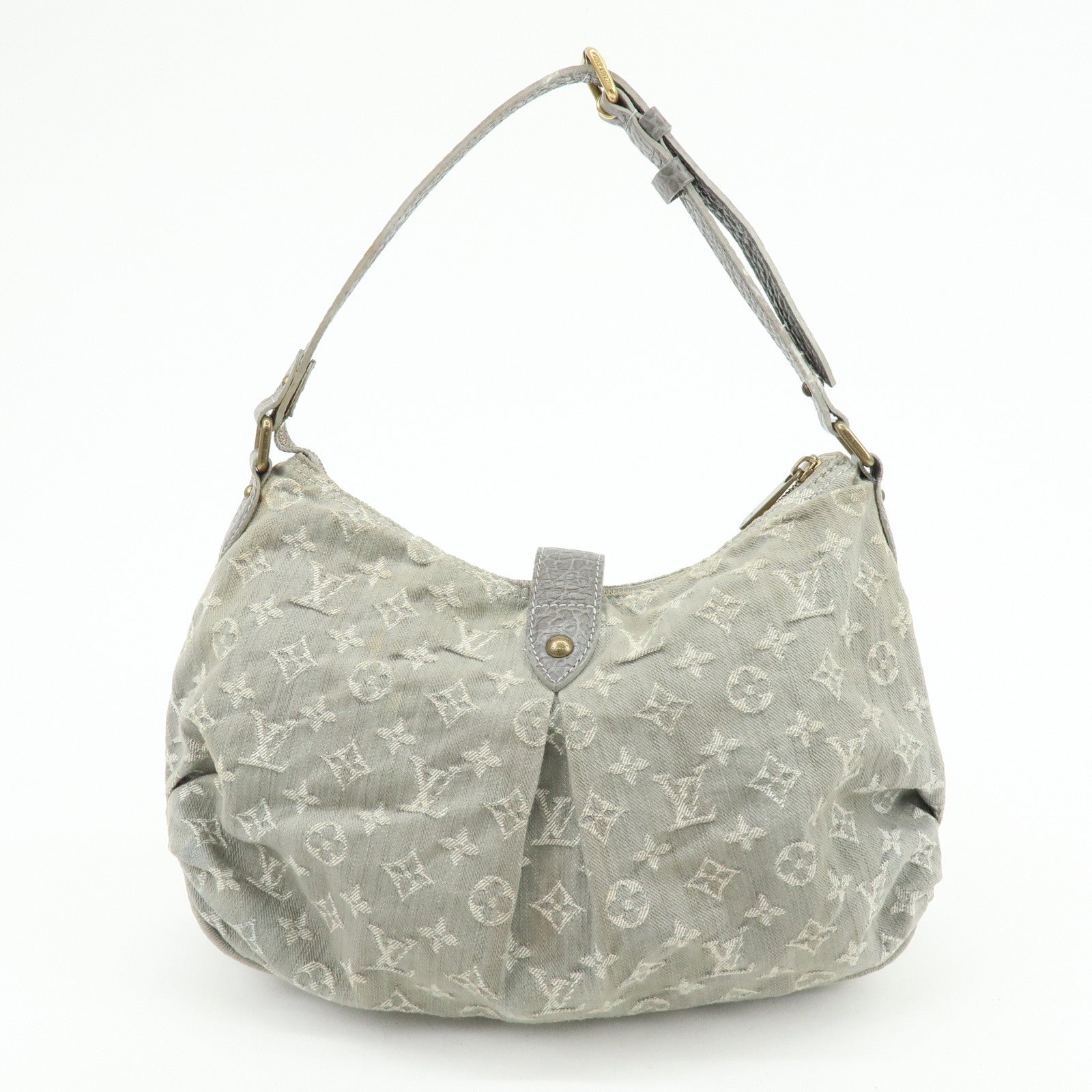 Louis Vuitton Slightly Denim Leather Shoulder Bag Gris M95384