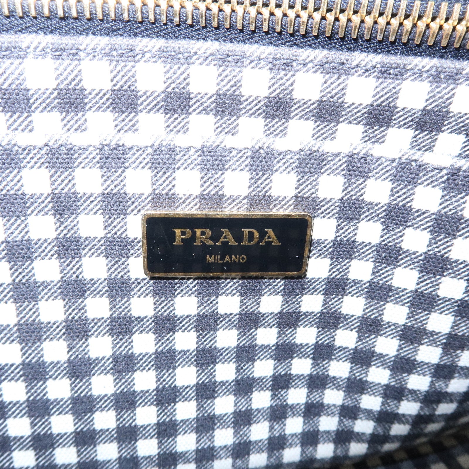 PRADA Canapa Mini Triangle Logo Canvas 2Way Hand Bag Black 1BG439